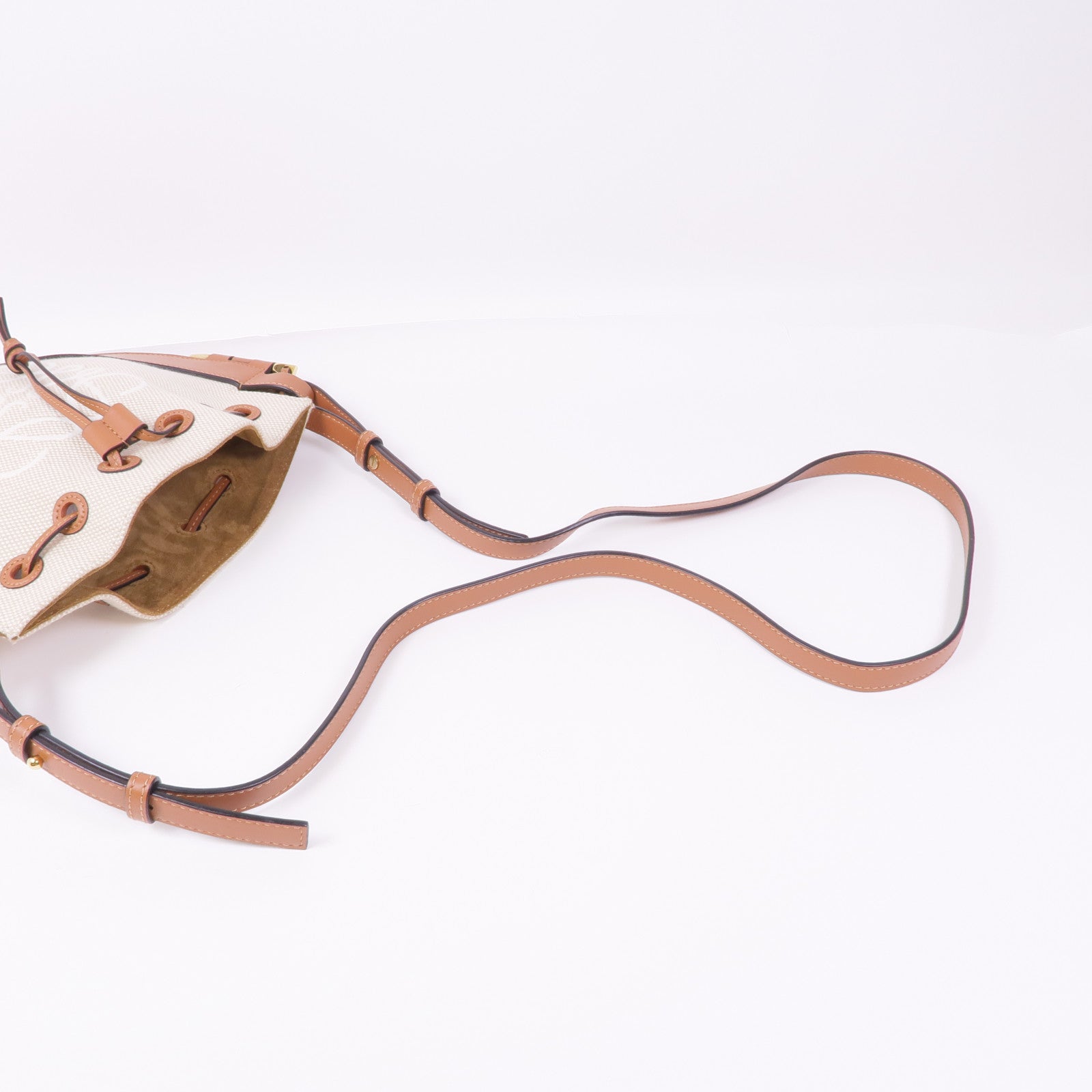 LOEWE 牛皮皮革/帆布Shoulder Bag金扣肩背袋