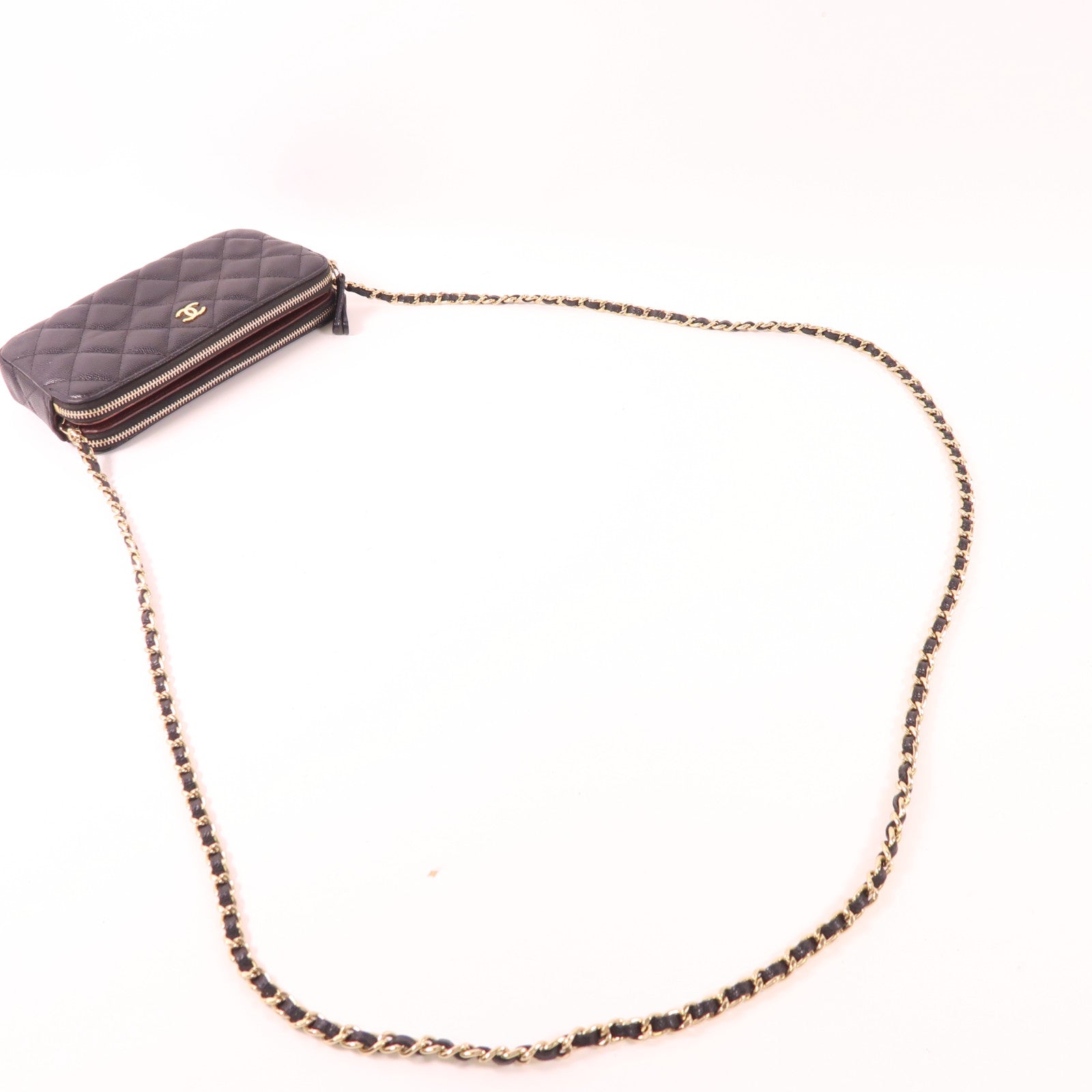 CHANEL 牛皮皮革Chain Shoulder Bag金扣鏈帶肩背袋