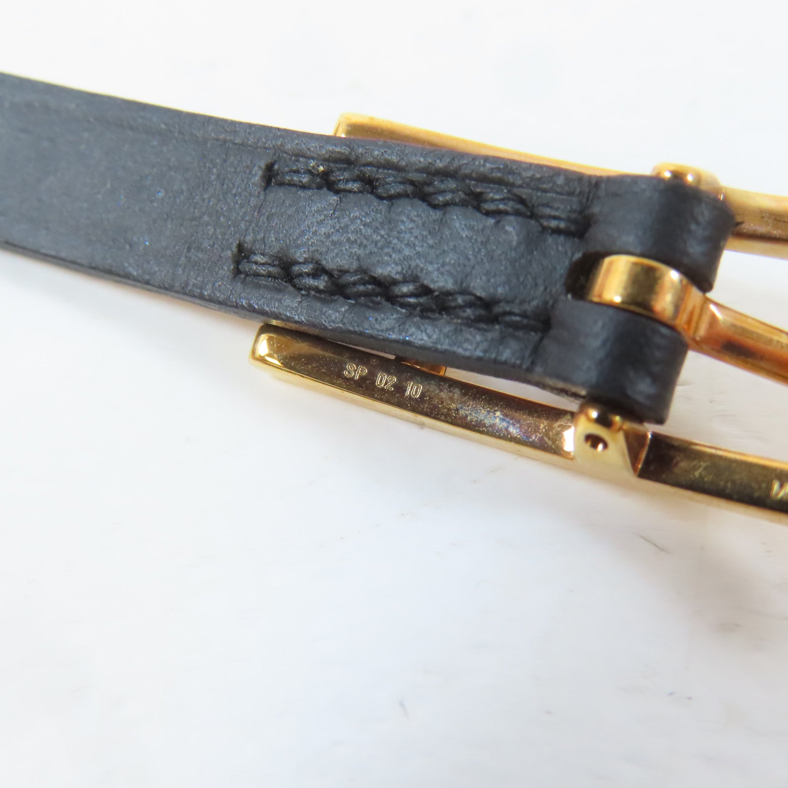 HERMES 牛皮皮革Behapi Double Tour Bracelet金扣手鐲啡色