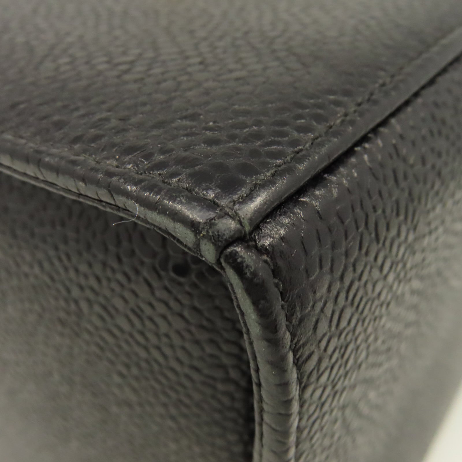 CHANEL 【清倉大減價】Caviar皮革Vintage Vanity Case 2Way Shoulder Make Bag金扣鏈帶手挽肩背兩用化妝袋黑色