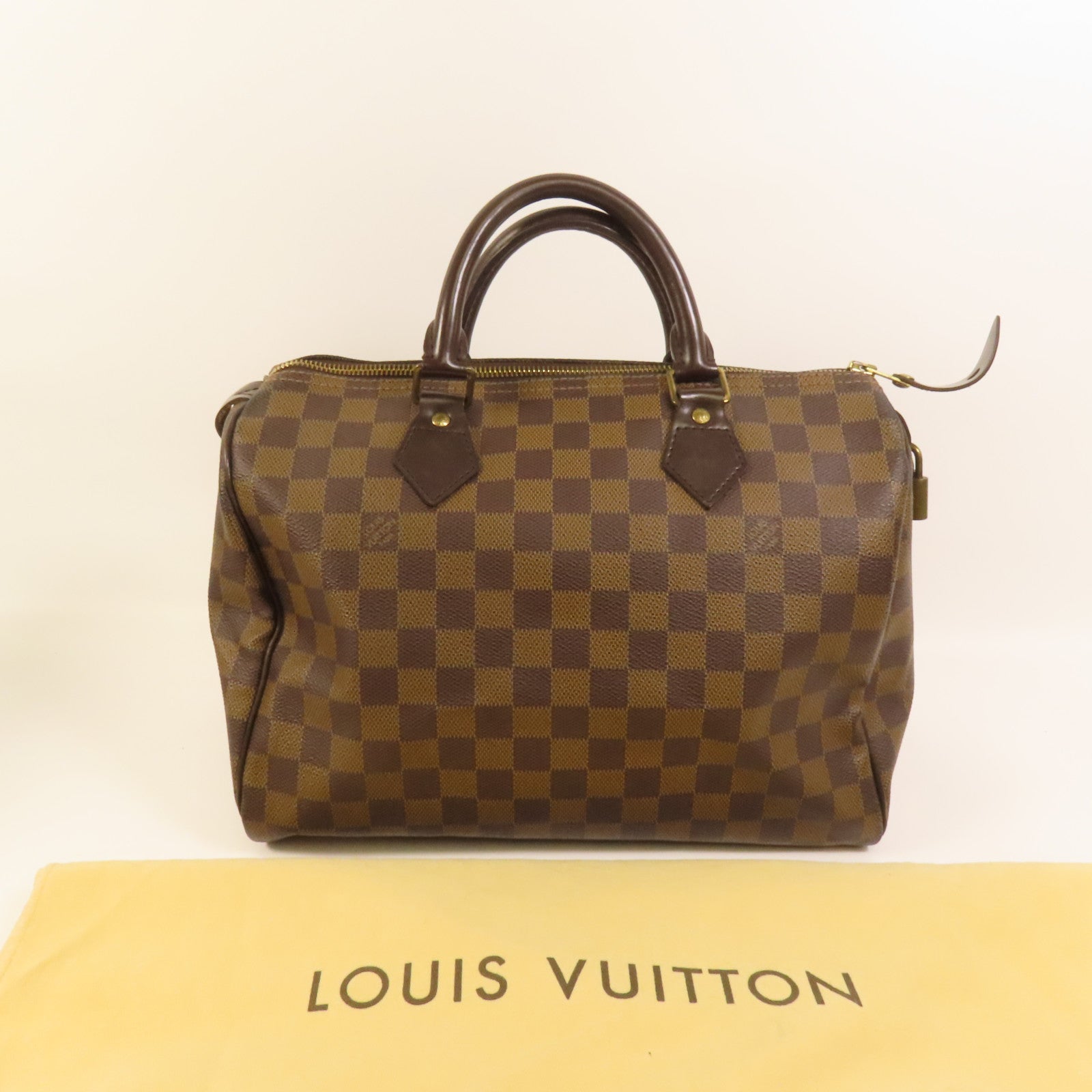 LOUIS VUITTON Damier Speedy 30金扣手挽袋