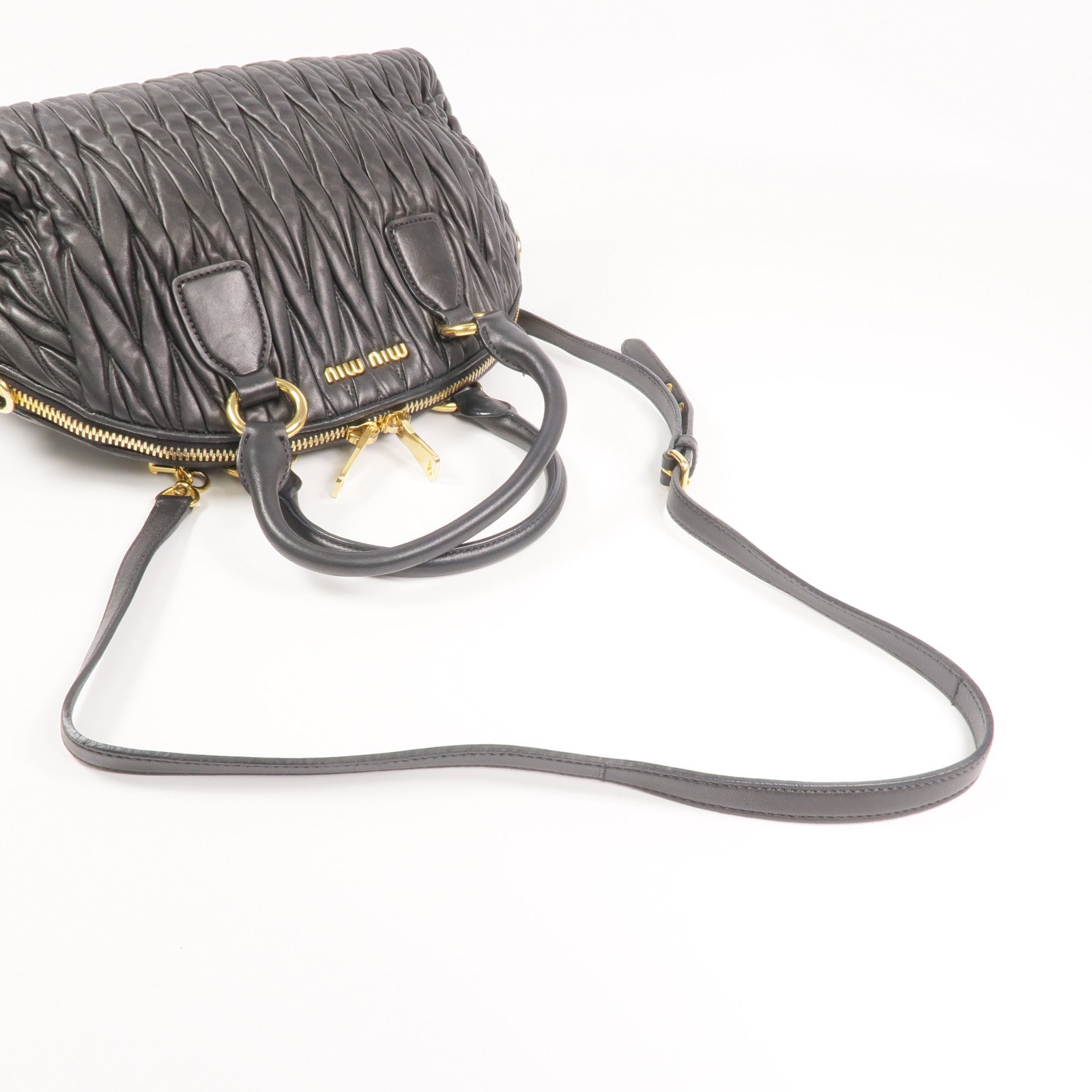 Miu Miu 羊皮皮革2 Way Shoulder金扣手挽肩背兩用袋