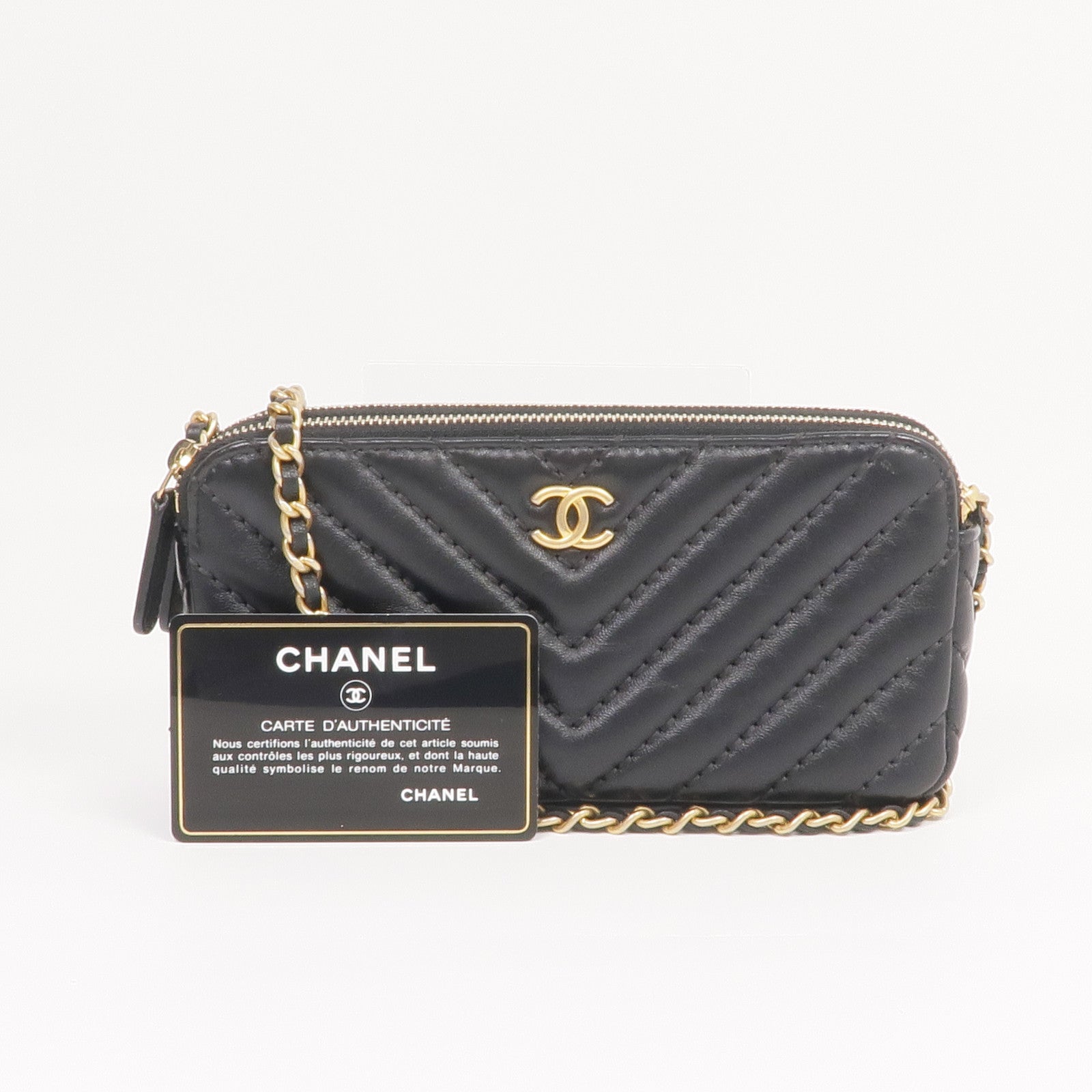 CHANEL 羊皮皮革WOC Wallet On Chain金扣鏈帶肩背袋