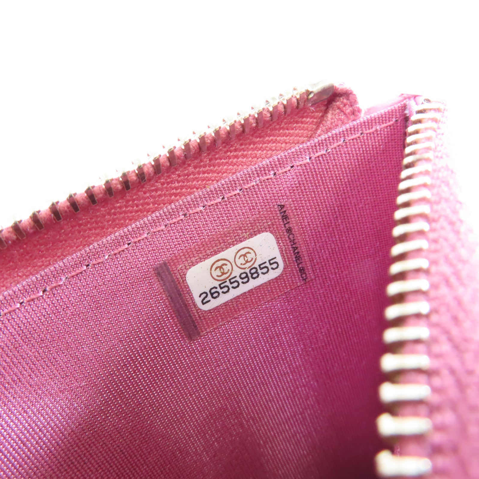 CHANEL 菱格羊皮皮革Long Wallet金扣長錢包粉紅色