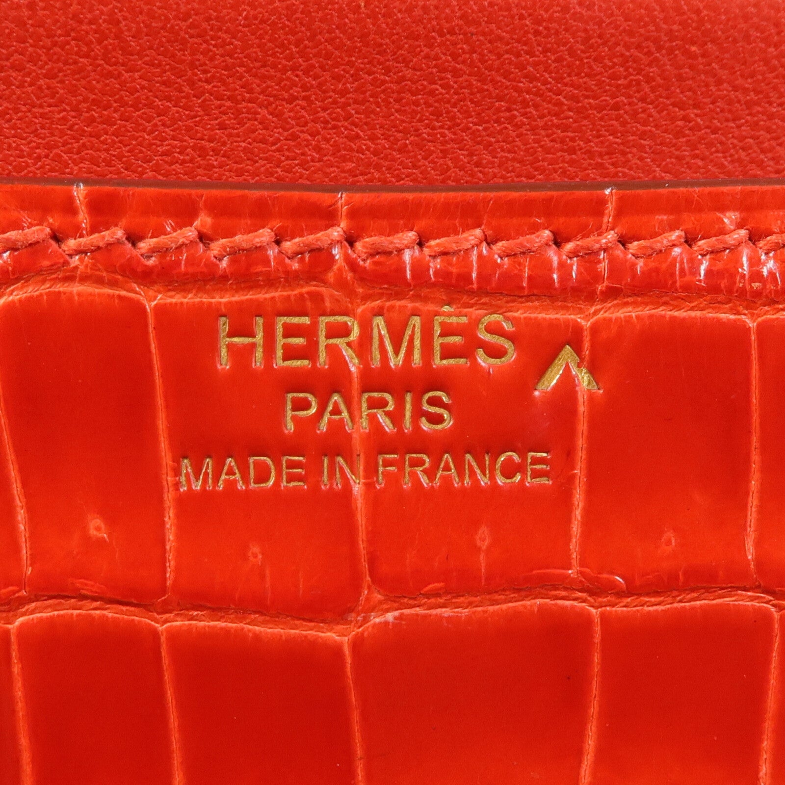 HERMES 鱷魚皮革Constance Elan金扣肩背袋Sanguine Shiny