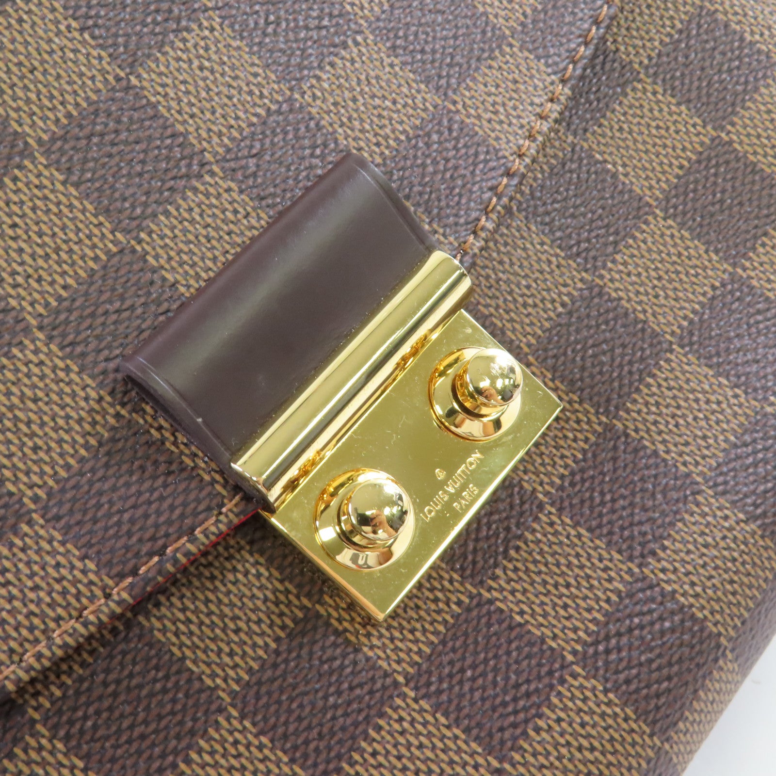 LOUIS VUITTON Damier Ebene Croisette 2Way Shoulder Bag金扣手挽肩背兩用袋啡色