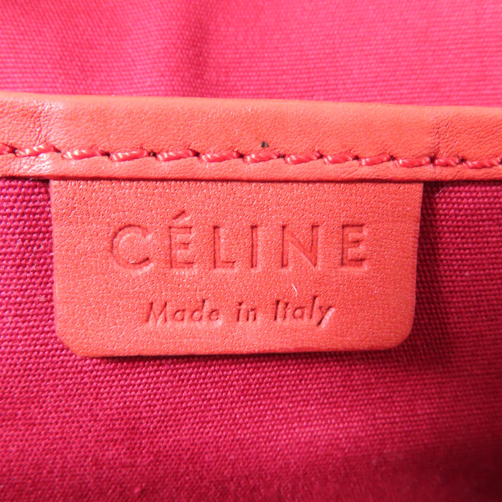 CELINE 牛皮皮革Nano Luggage金扣手挽肩背兩用袋紅色