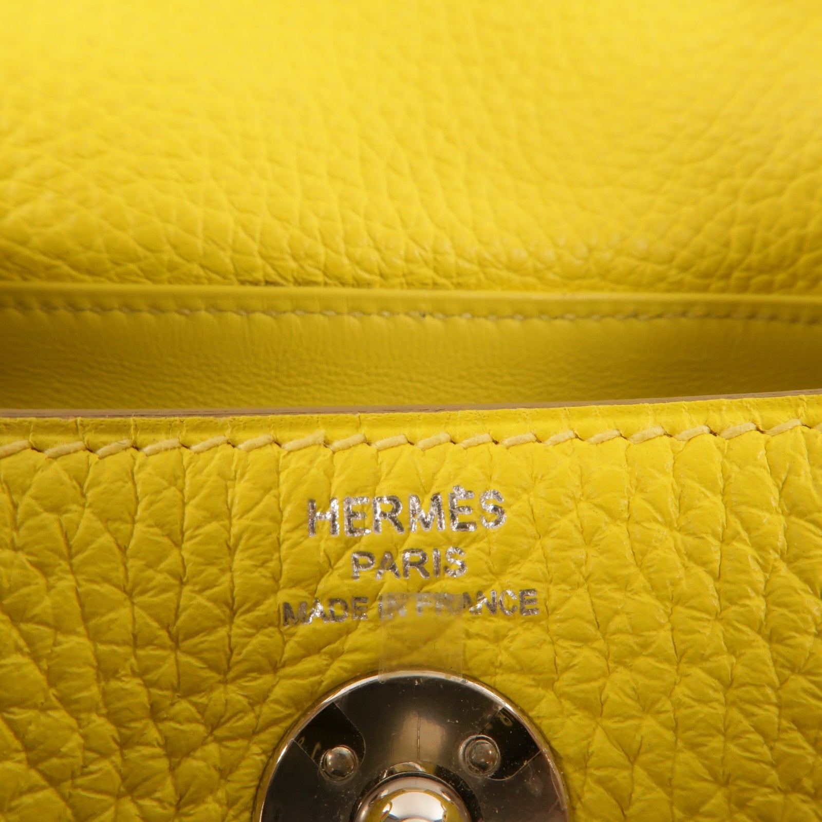 HERMES Clemence皮革Mini Lindy金扣手挽肩背兩用袋Lime