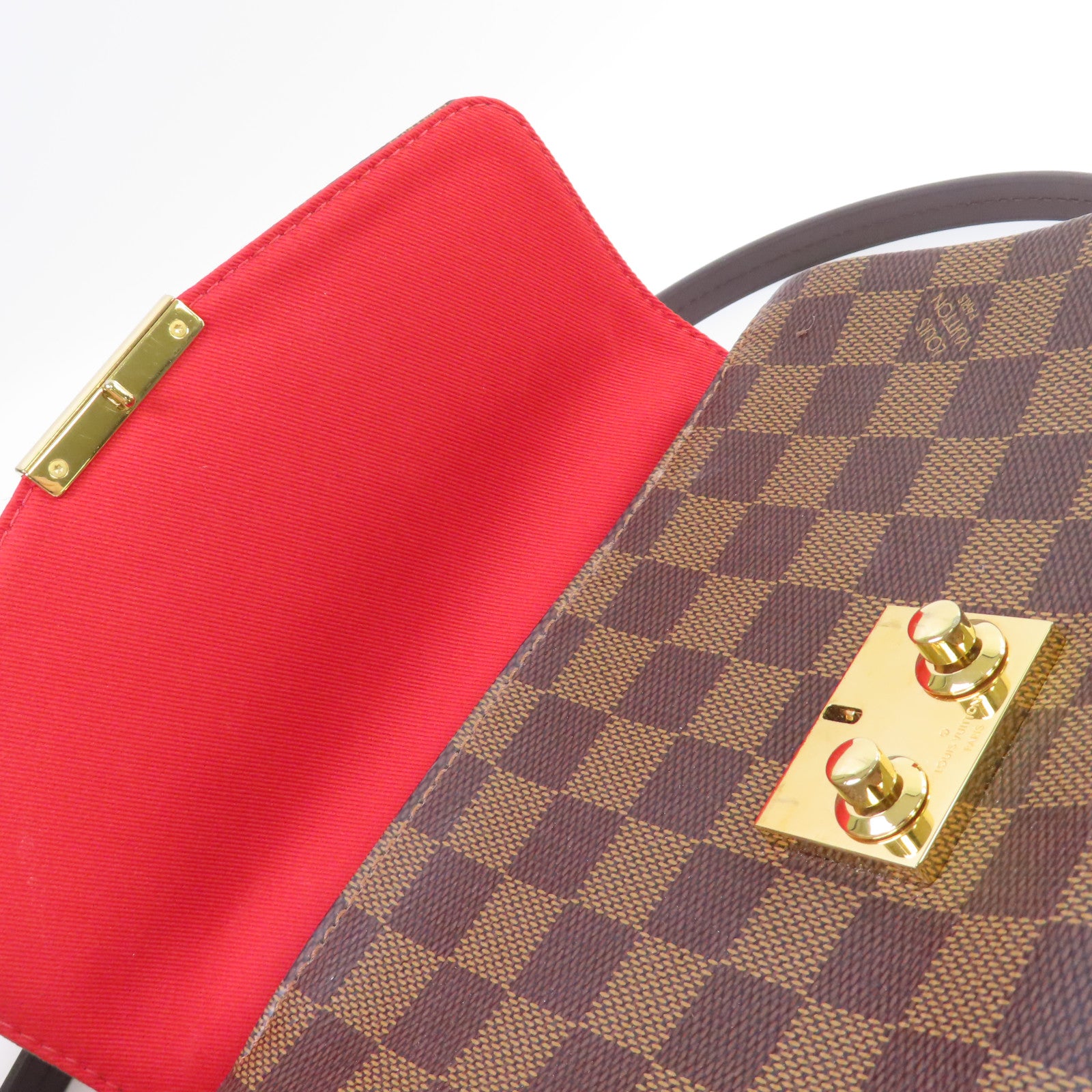 LOUIS VUITTON Damier Ebene Croisette 2Way Shoulder Bag金扣手挽肩背兩用袋啡色