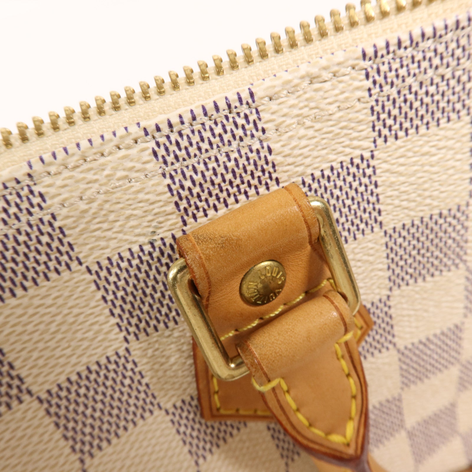 LOUIS VUITTON Damier Azur Speedy 25金扣手挽袋