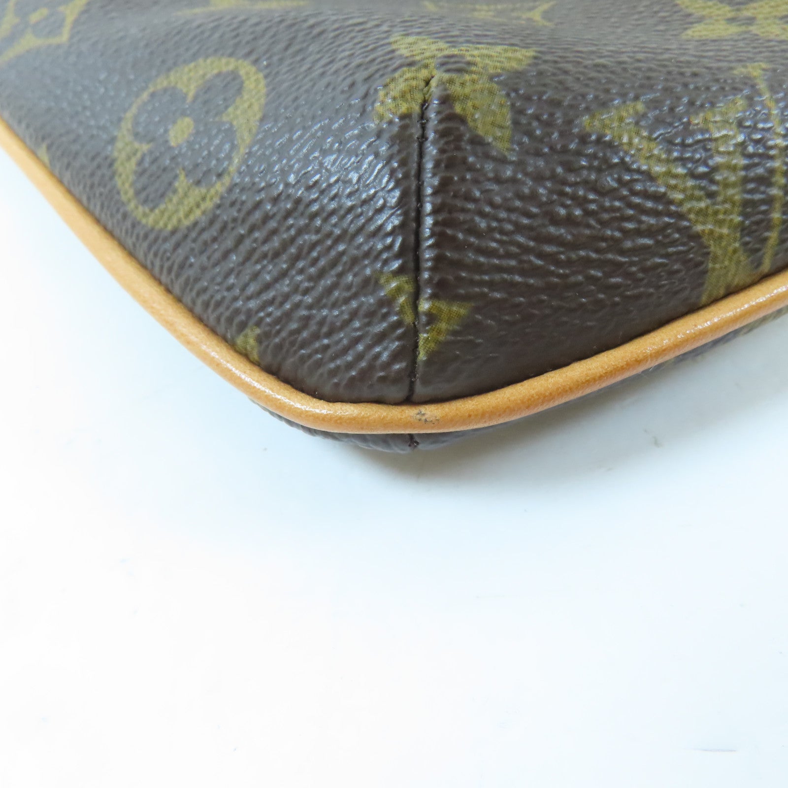 LOUIS VUITTON Monogram Partition金扣手拿包啡色