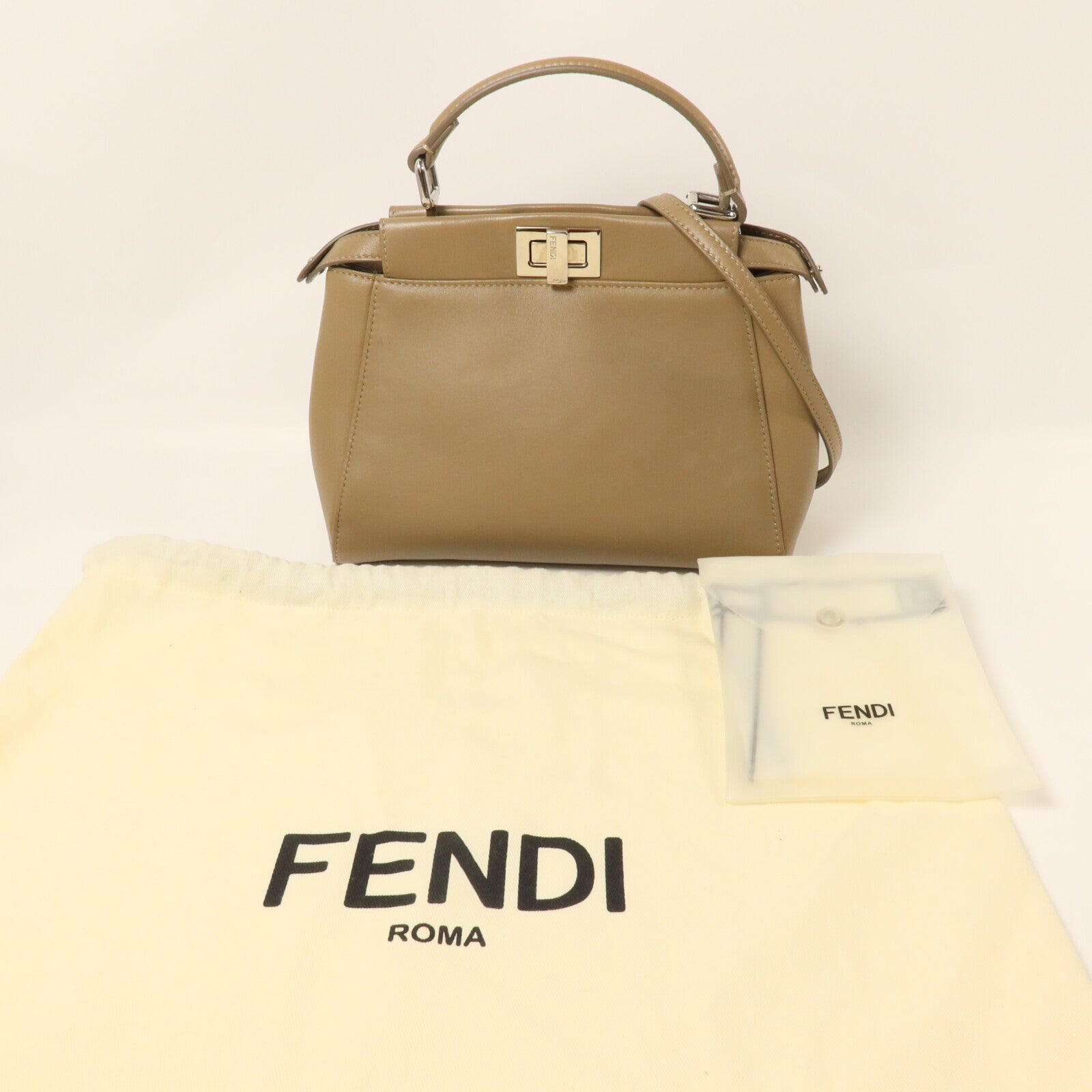 FENDI 牛皮皮革Peekaboo Iconic Mini手挽肩背兩用袋