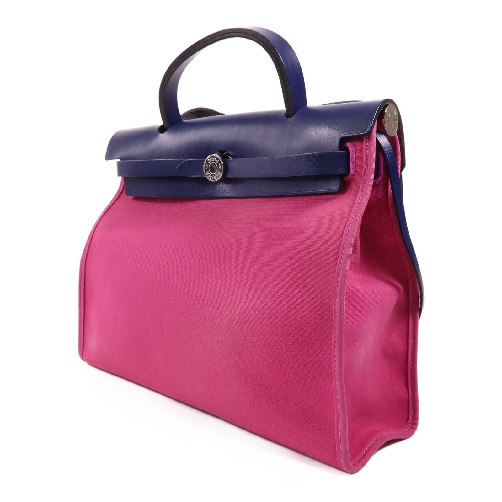 HERMES 帆布Herbag PM銀扣手挽肩背兩用袋Magnolia