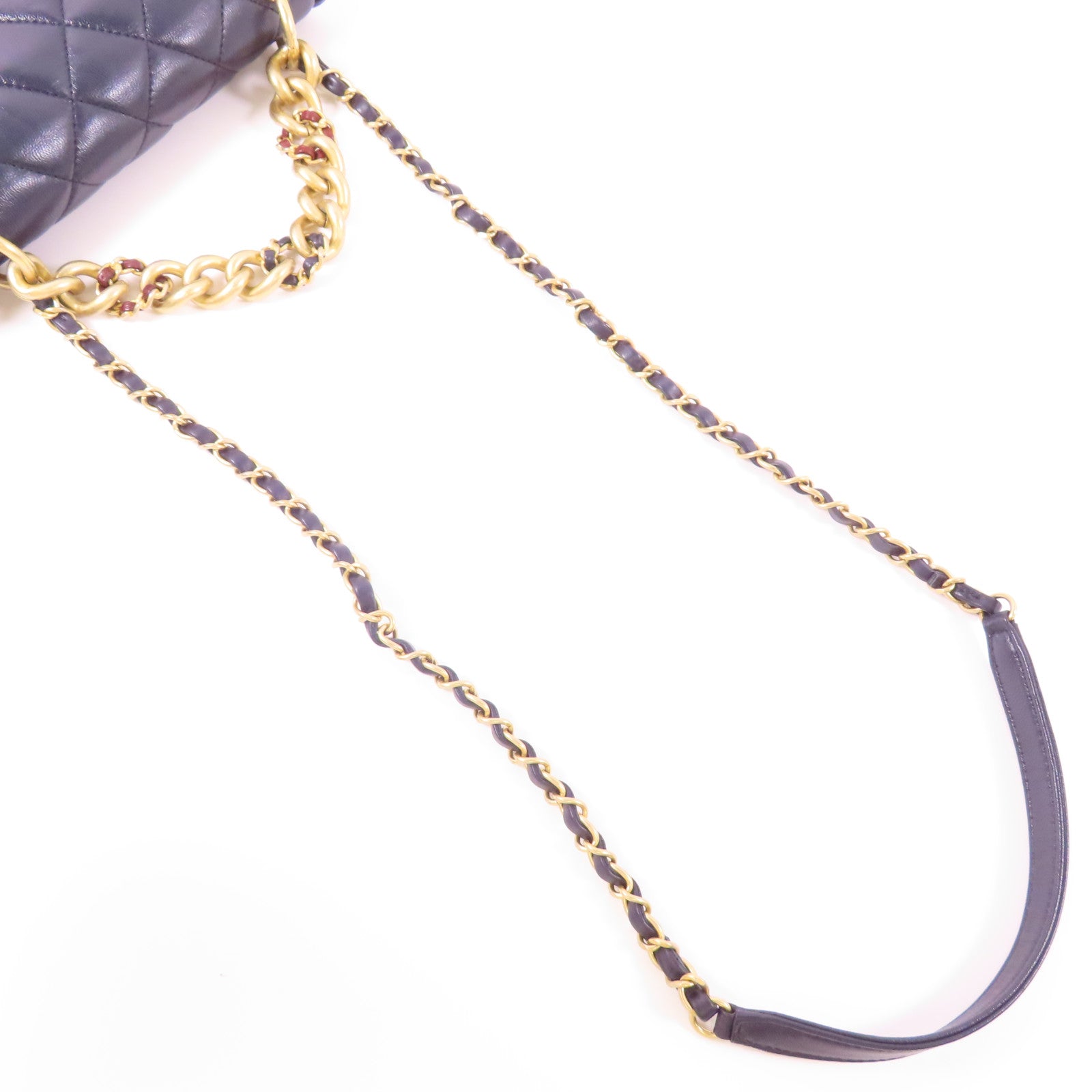CHANEL CC GHW Shoulder Bag 2 Way Shoulder Hand Bag Leather Navy