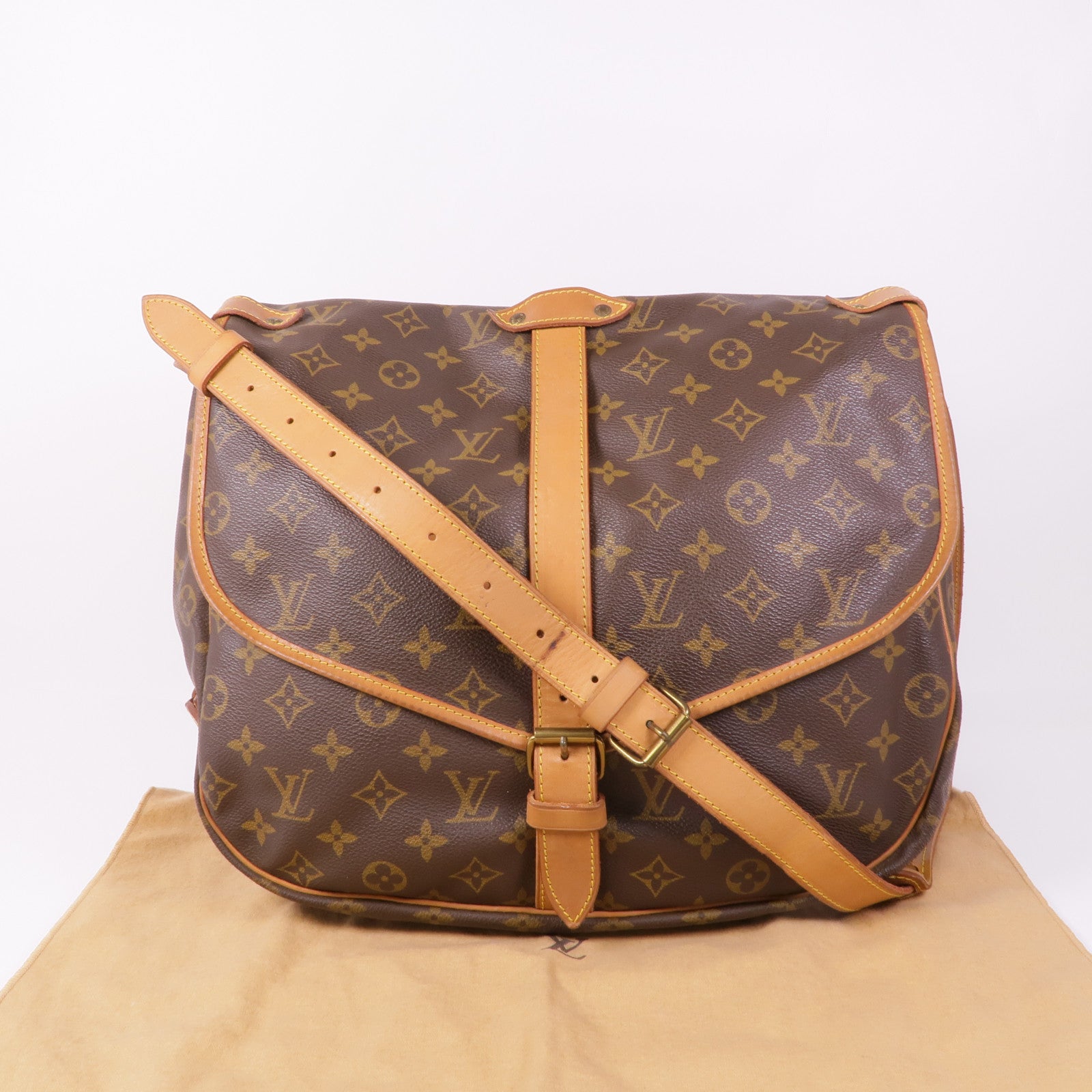 LOUIS VUITTON Monogram Saumur 35金扣肩背袋