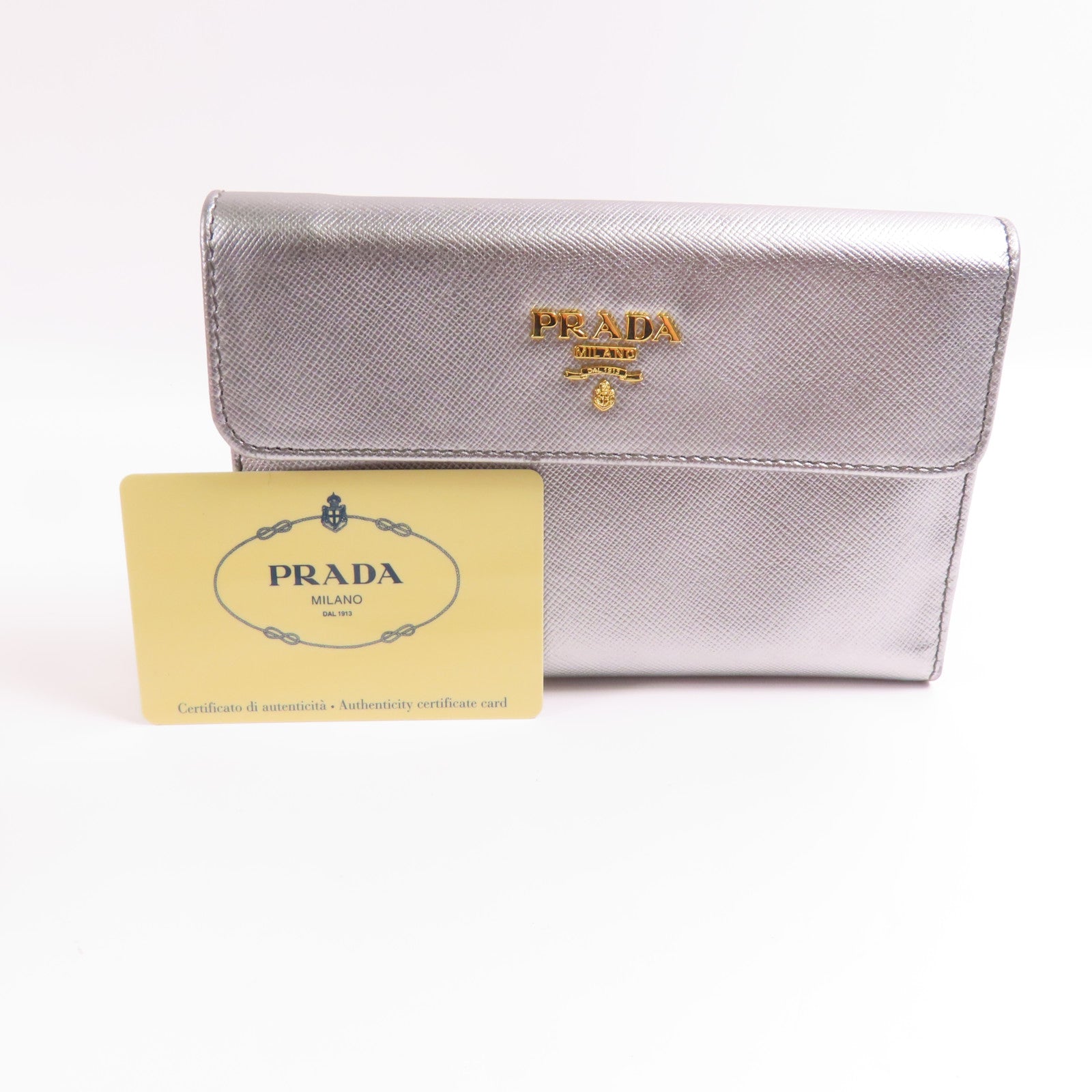 PRADA Saffiano皮革Wallet金扣錢包