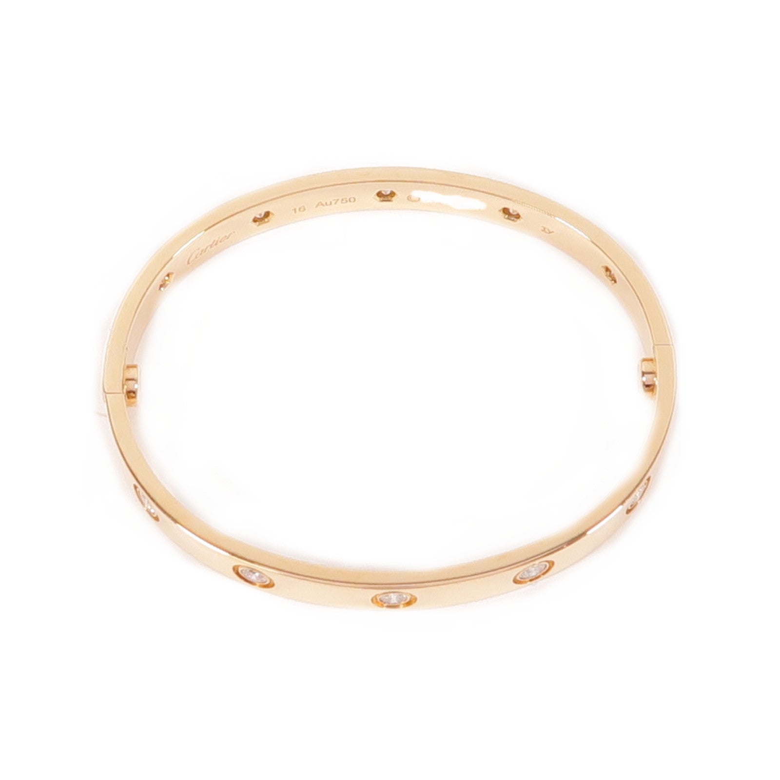 CARTIER 18K玫瑰金Love Bracelet 10 Diamonds手鐲#16