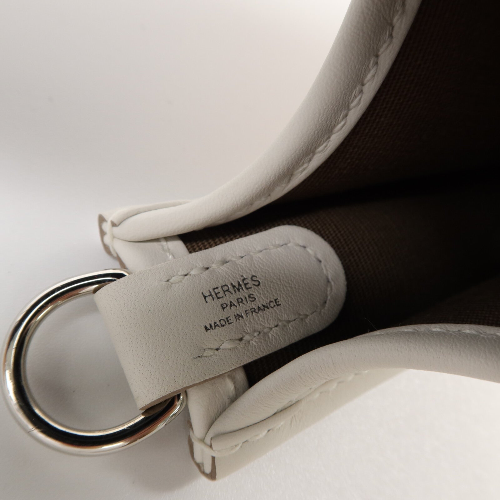 HERMES Swift皮革/Toile Officier Neo Evelyne TPM肩背袋Etoupe/Gris Pale