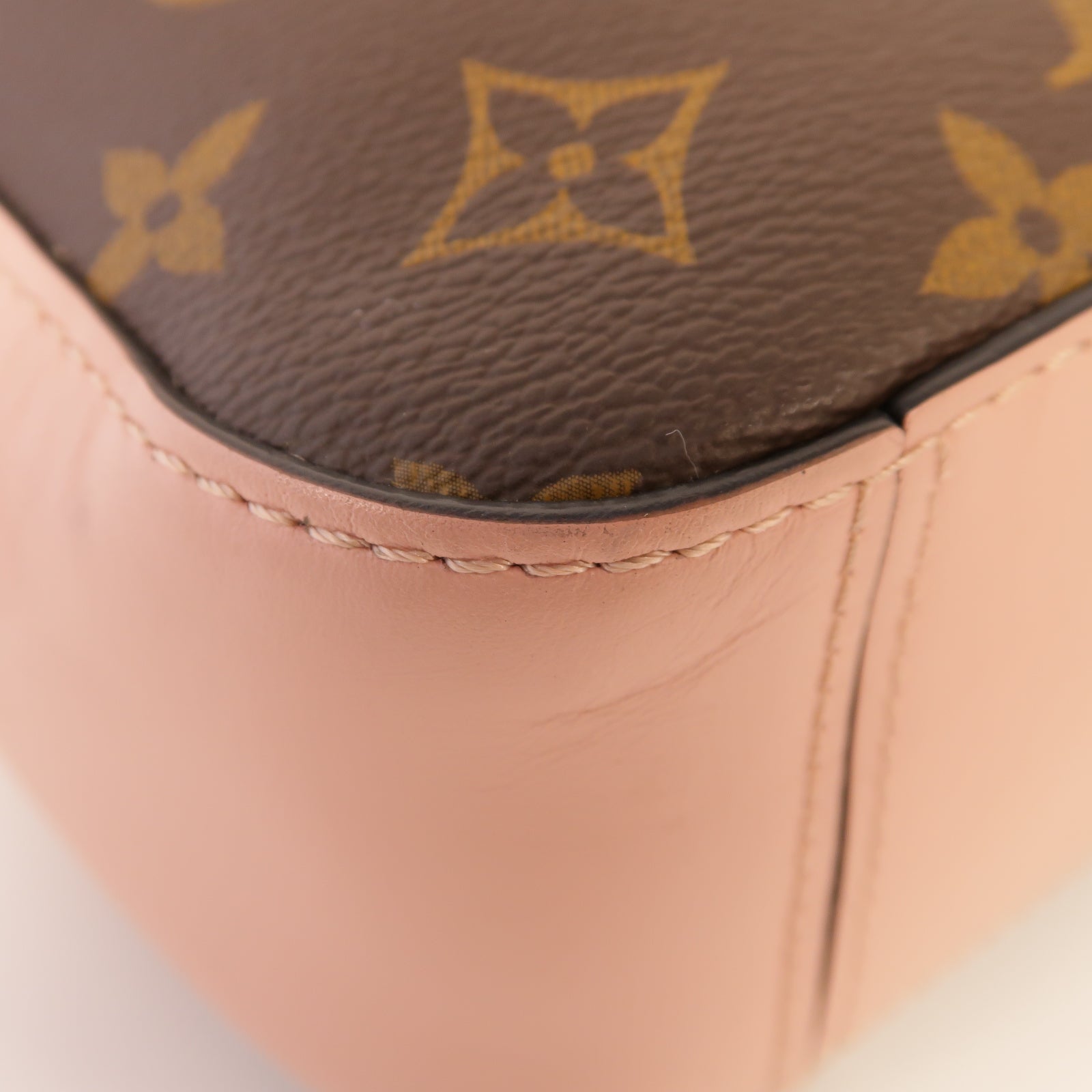 LOUIS VUITTON 【激減優惠】Monogram Saintonge金扣肩背袋棕色/粉紅色
