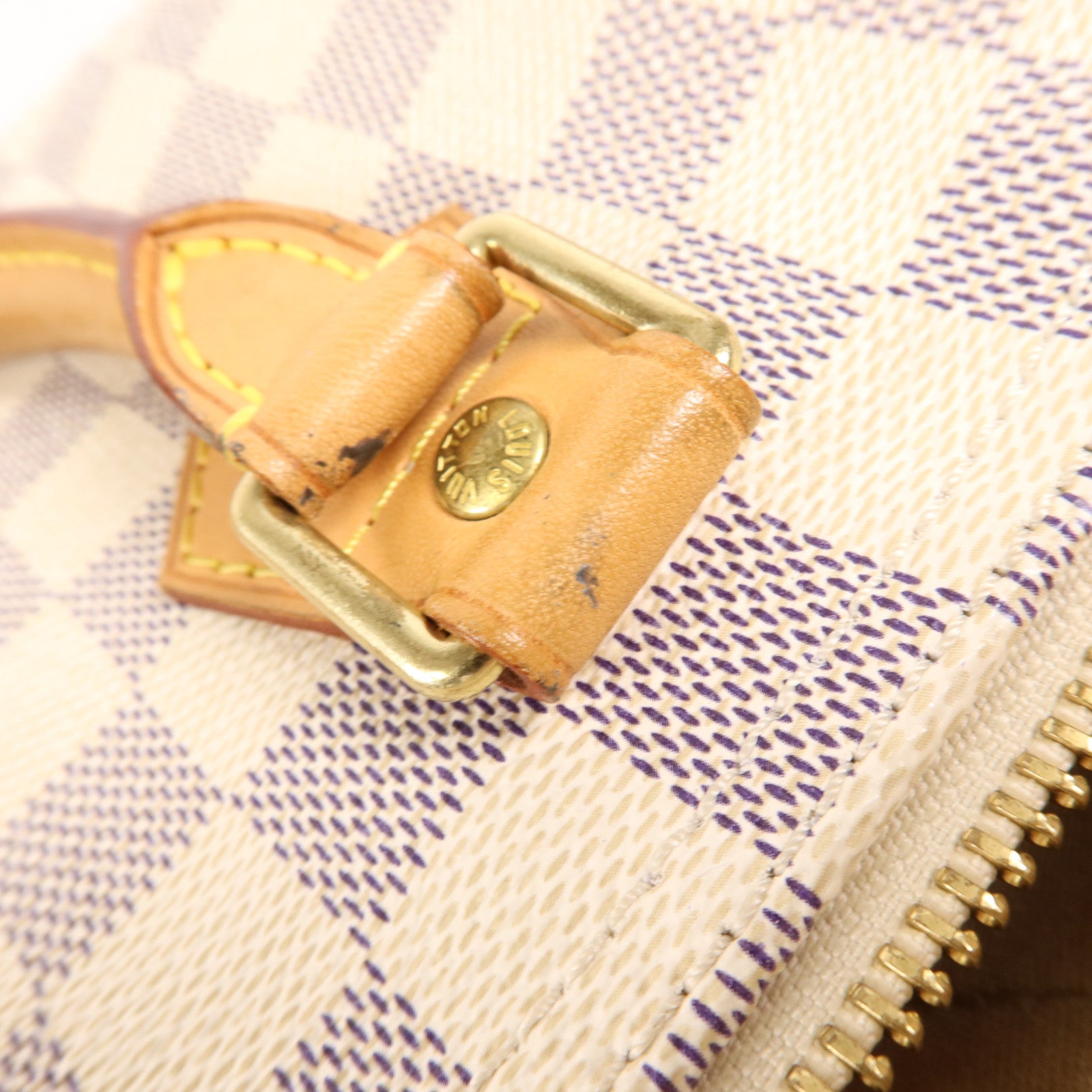 LOUIS VUITTON Damier Azur Speedy 25金扣手挽袋