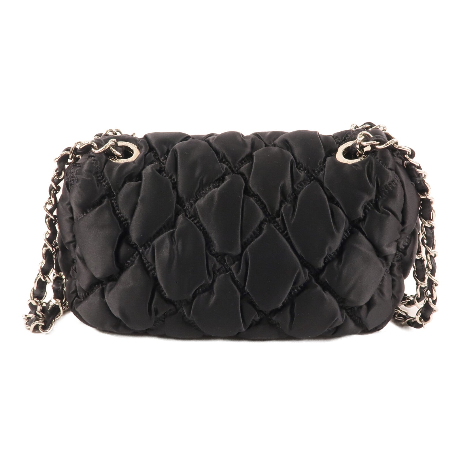 CHANEL 尼龍Shoulder Bag銀扣鏈帶肩背袋
