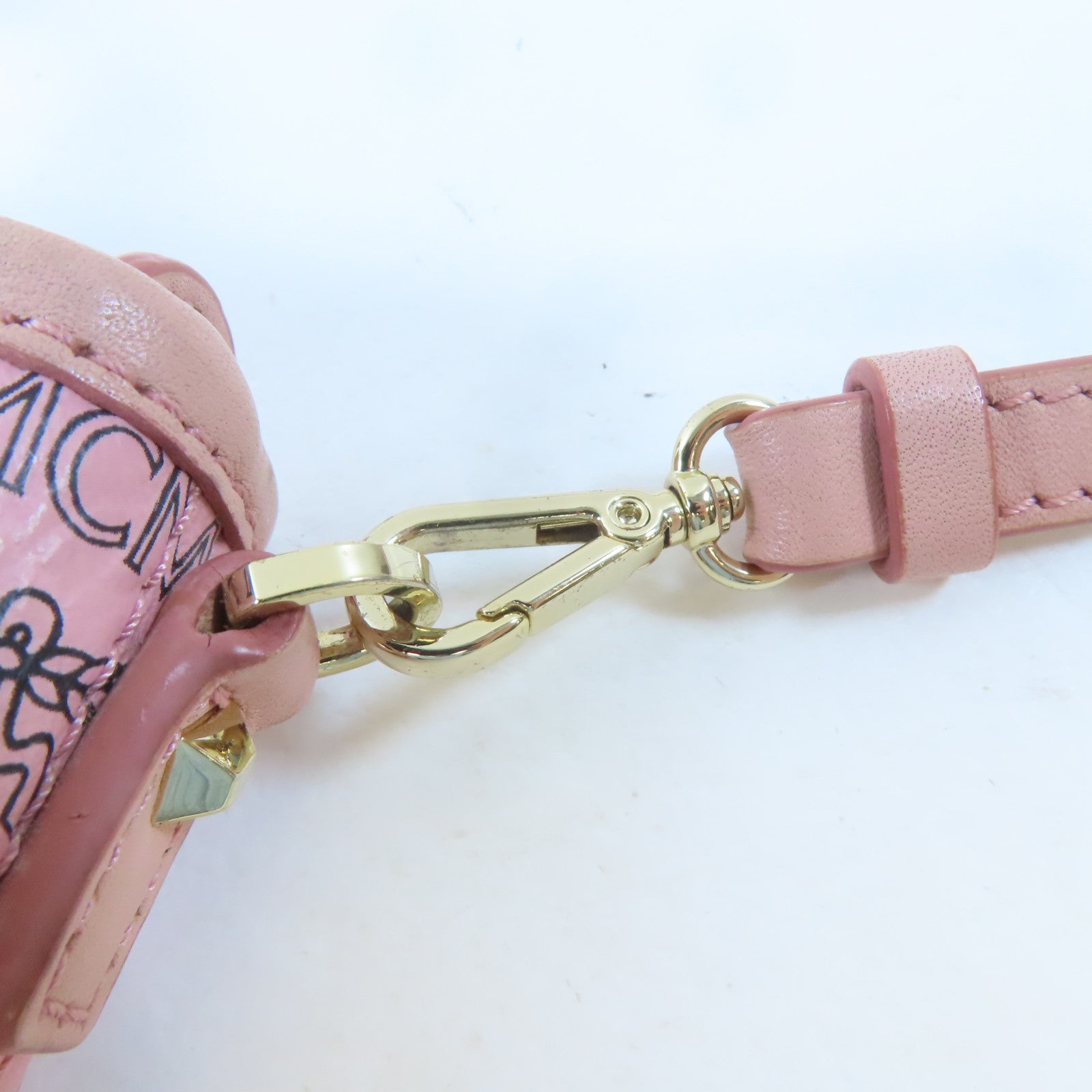 MCM 皮革2 Way Shoulder Bag金扣手挽肩背兩用袋粉紅色