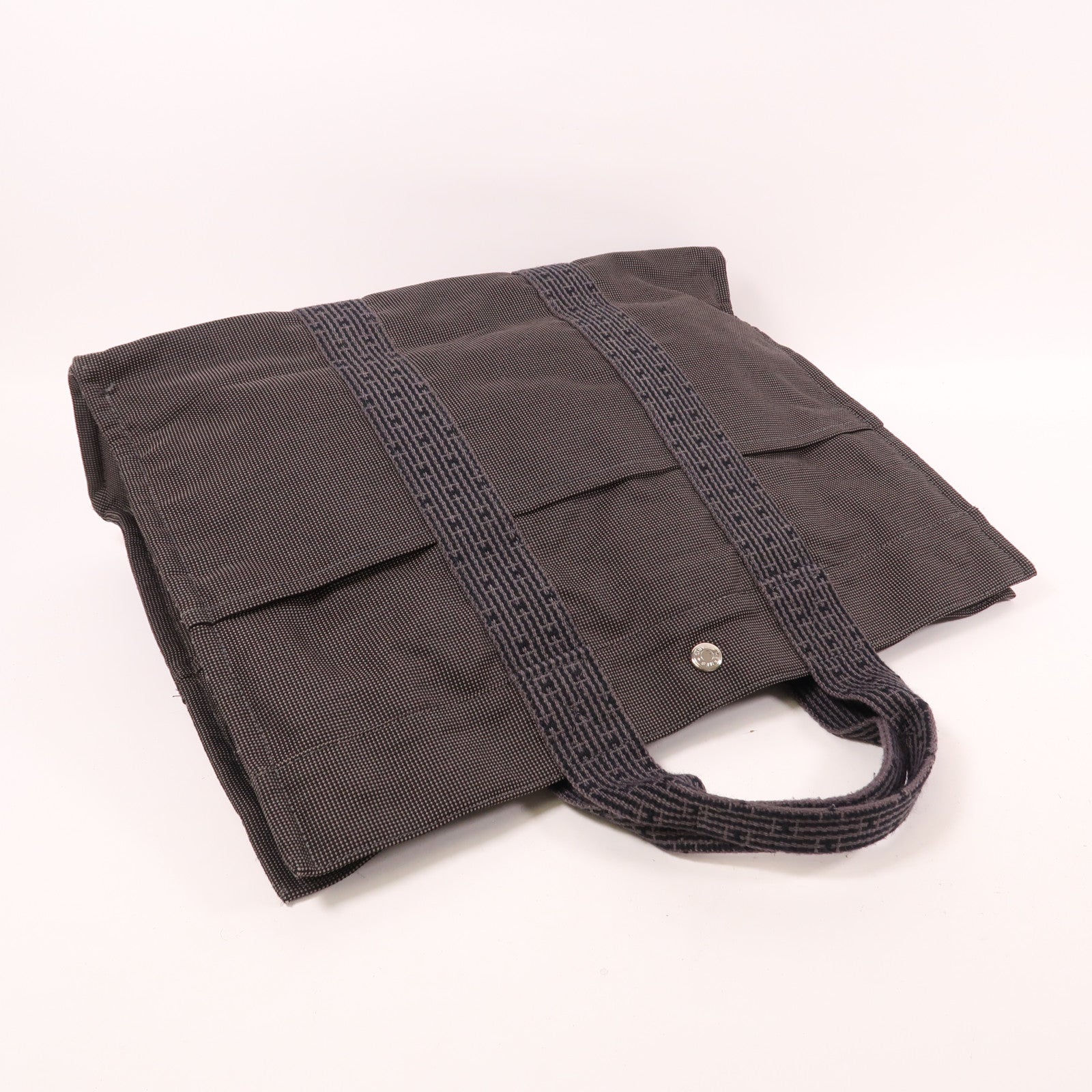 HERMES 帆布Herline銀扣手挽袋