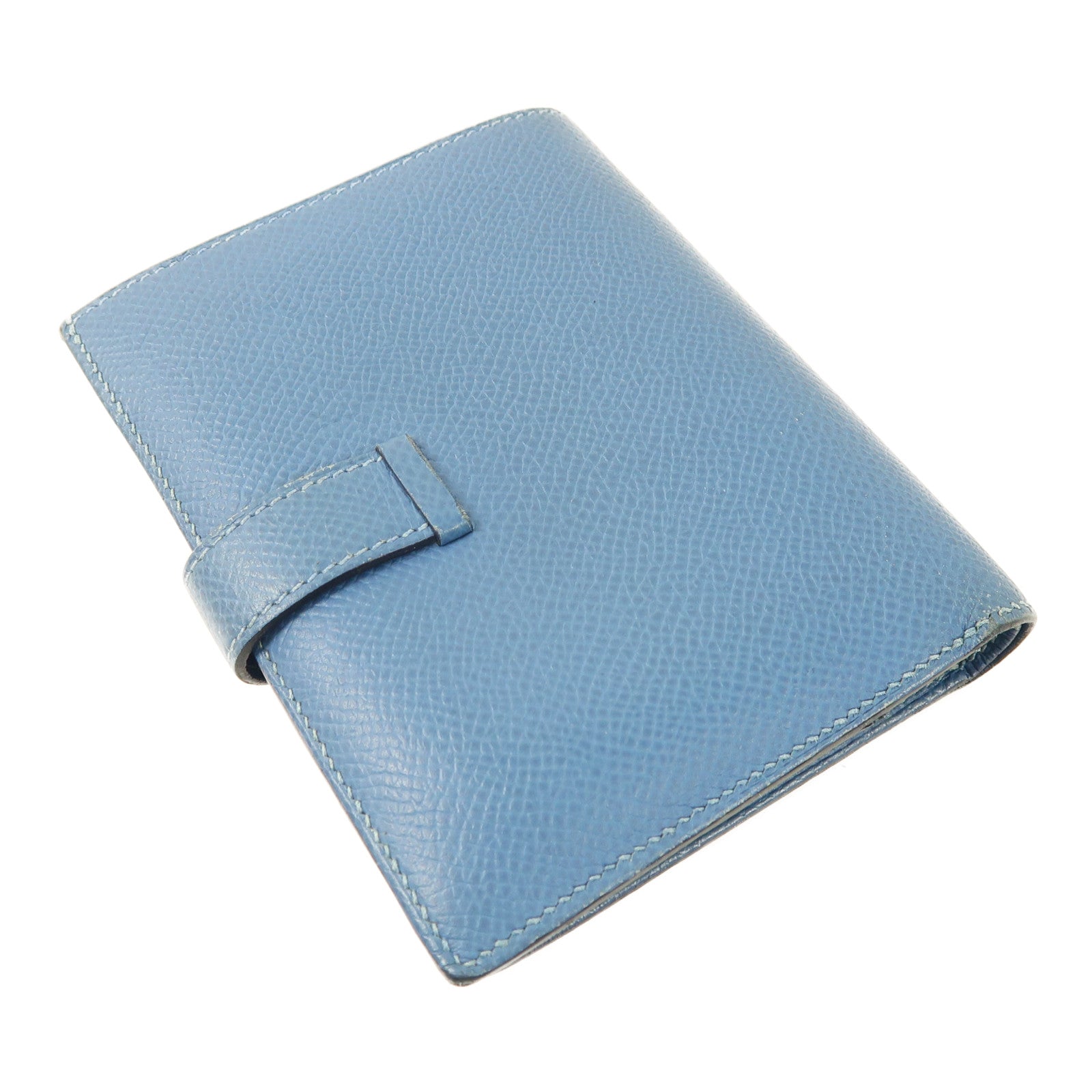 HERMES Epsom皮革Bearn Compant Wallet金扣錢包7R Bleu Azur