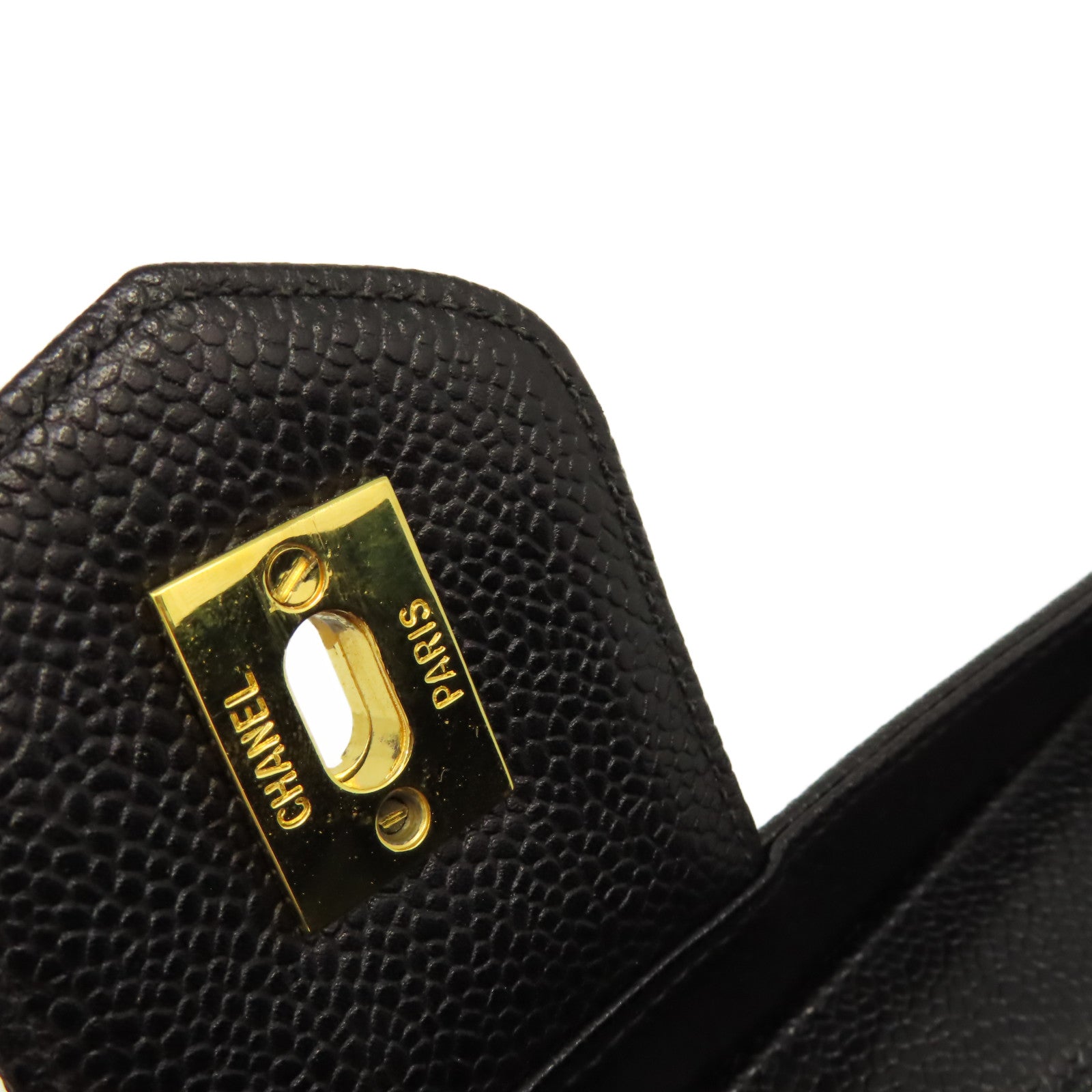 CHANEL 【清倉大減價】Caviar皮革Vintage Vanity Case 2Way Shoulder Make Bag金扣鏈帶手挽肩背兩用化妝袋黑色
