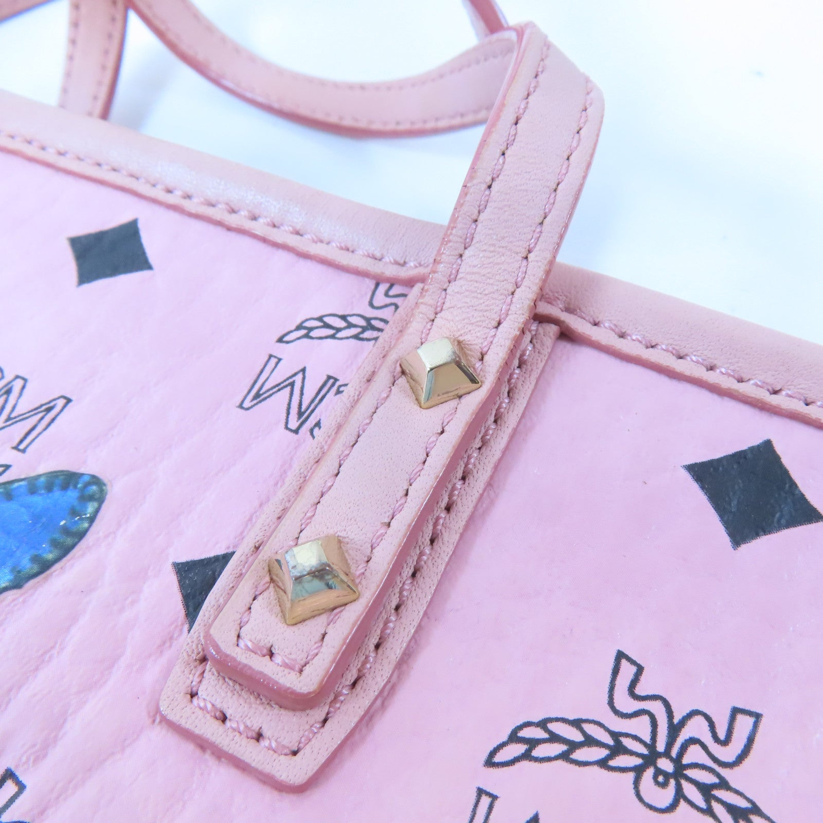 MCM 皮革2 Way Shoulder Bag金扣手挽肩背兩用袋粉紅色