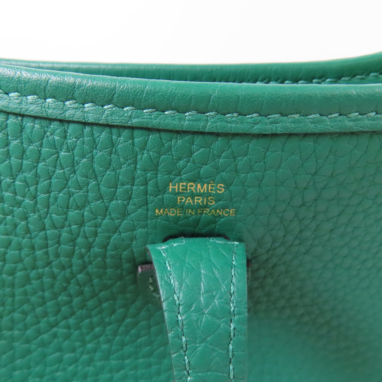 HERMES GHW Evelyne TPM Shoulder Bag Vertigo Green
