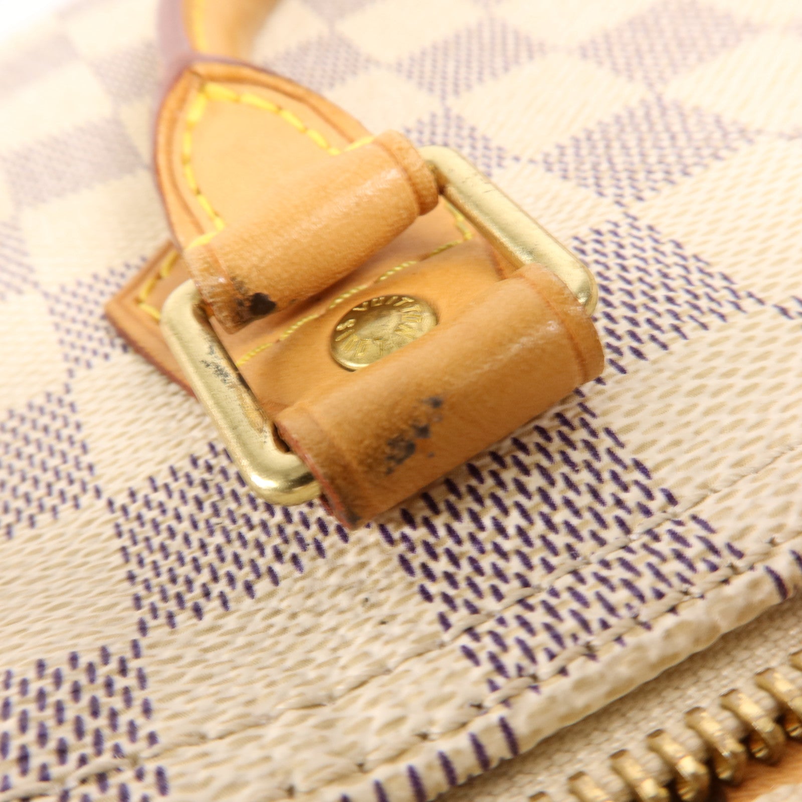 LOUIS VUITTON Damier Azur Speedy 25金扣手挽袋