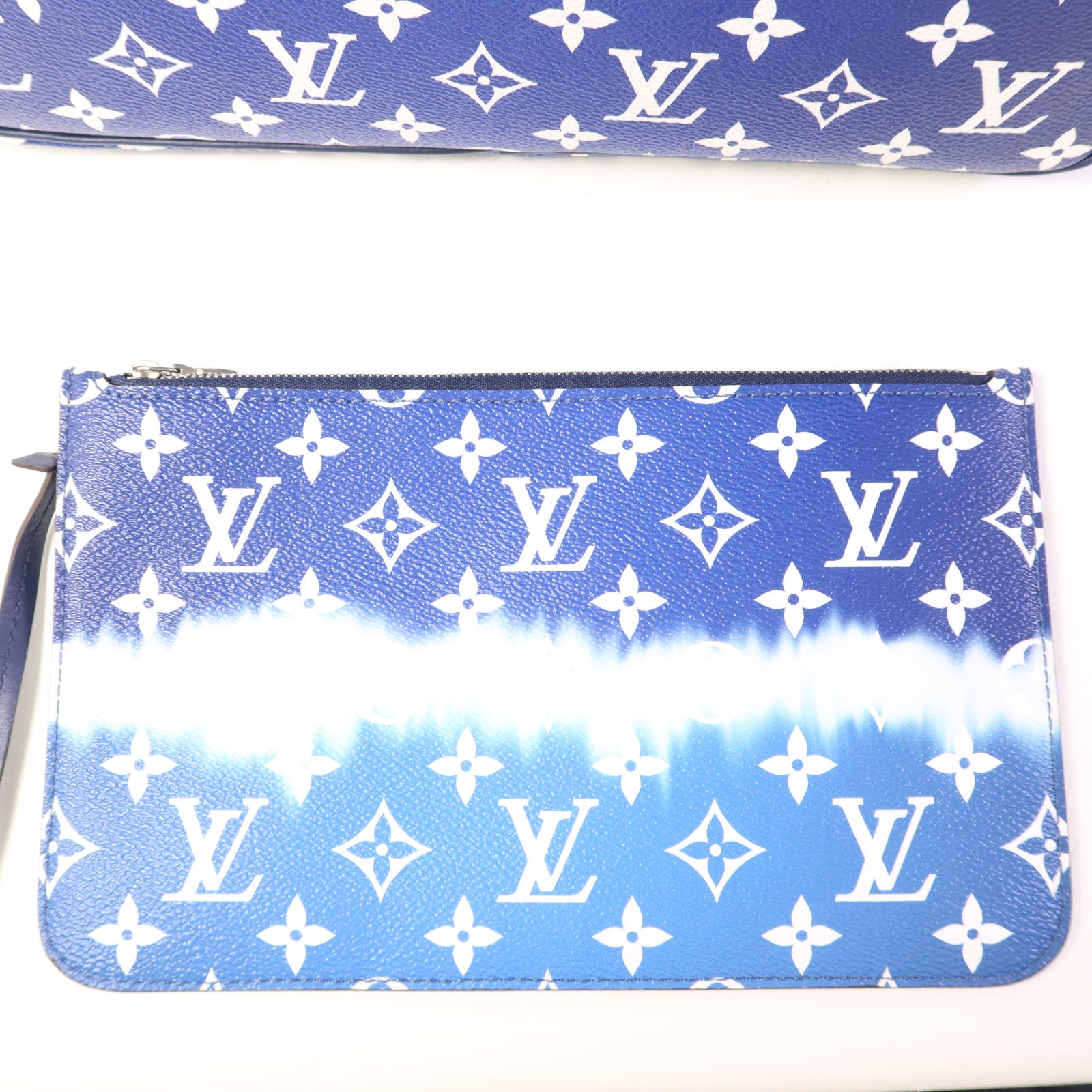LOUIS VUITTON Monogram Escale Neverfull MM銀扣手挽袋