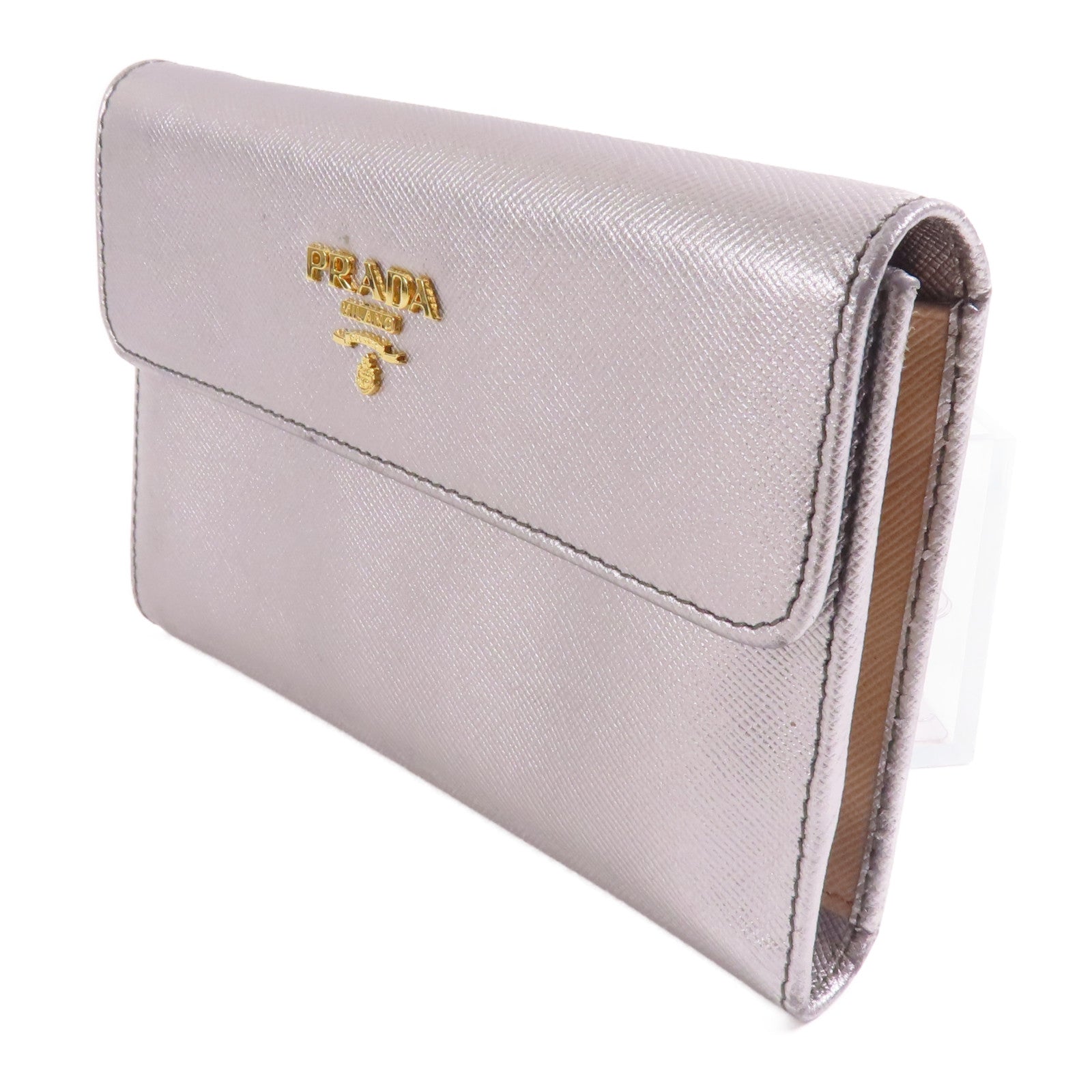 PRADA Saffiano皮革Wallet金扣錢包