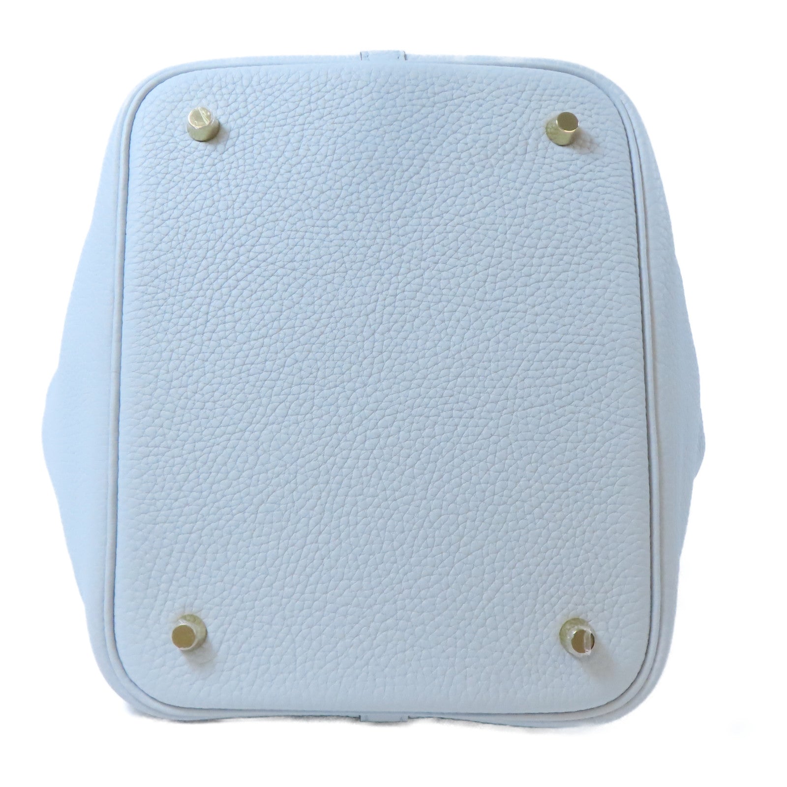 HERMES 【激減優惠】Clemence皮革Picotin MM金扣手挽袋淺藍色