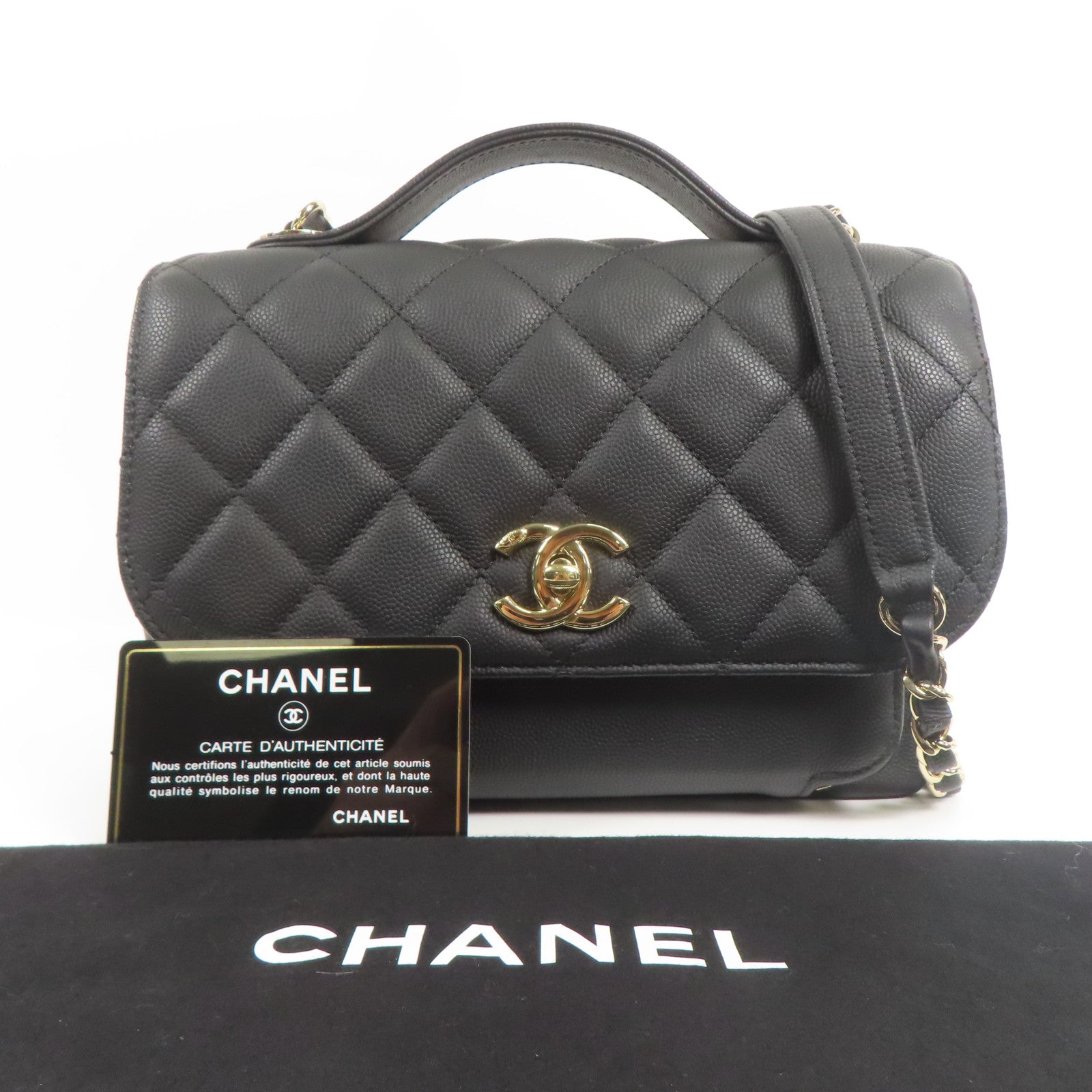 CHANEL 牛皮皮革Affinity Bag金扣手挽肩背兩用袋