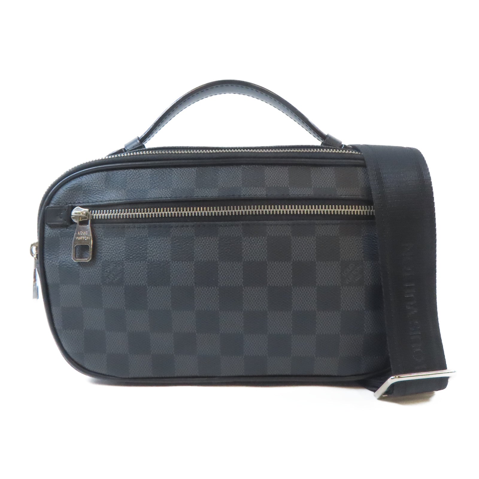 LOUIS VUITTON Damier Graphite Ambler Waist Bag銀扣腰包黑色