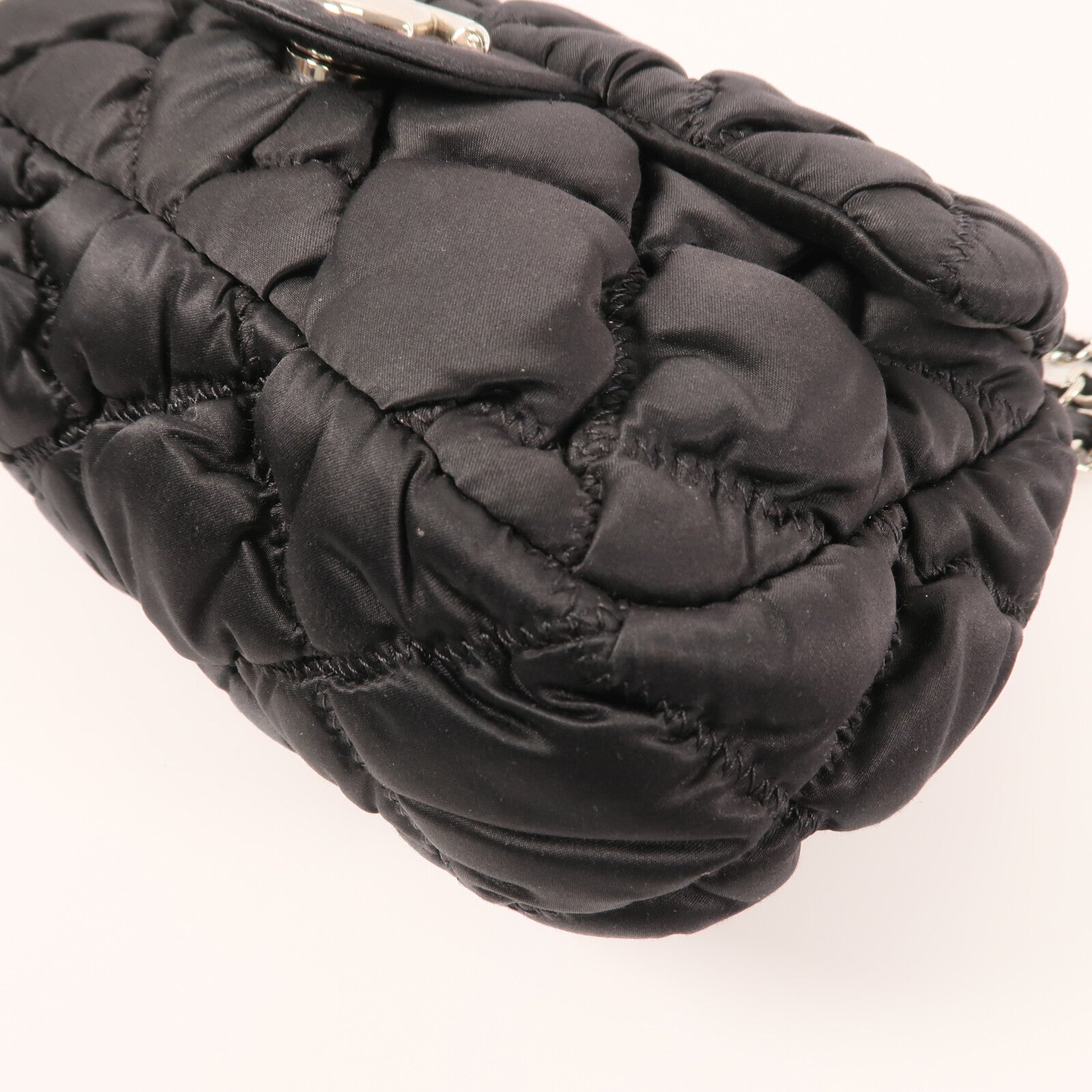 CHANEL 尼龍Shoulder Bag銀扣鏈帶肩背袋