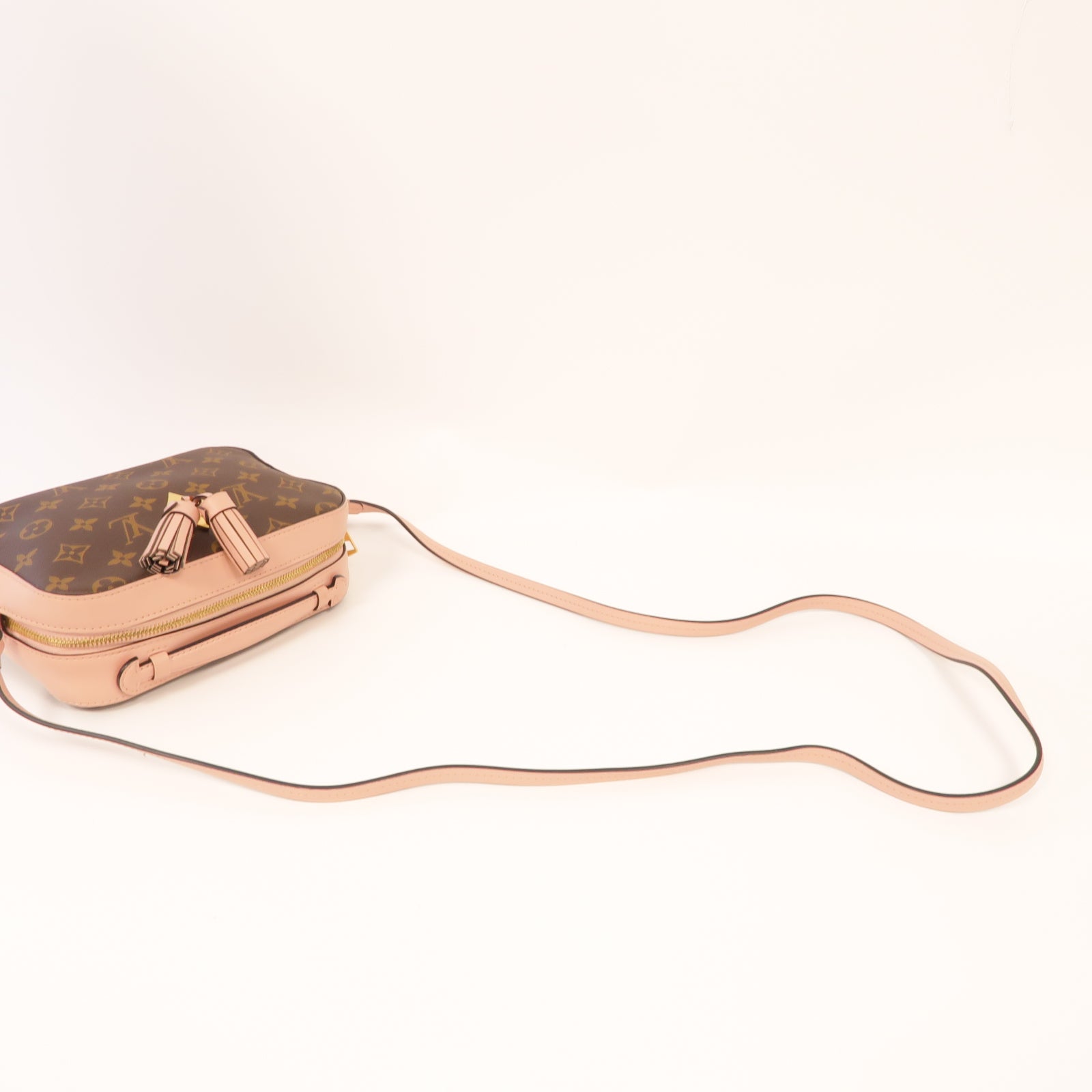 LOUIS VUITTON 【激減優惠】Monogram Saintonge金扣肩背袋棕色/粉紅色