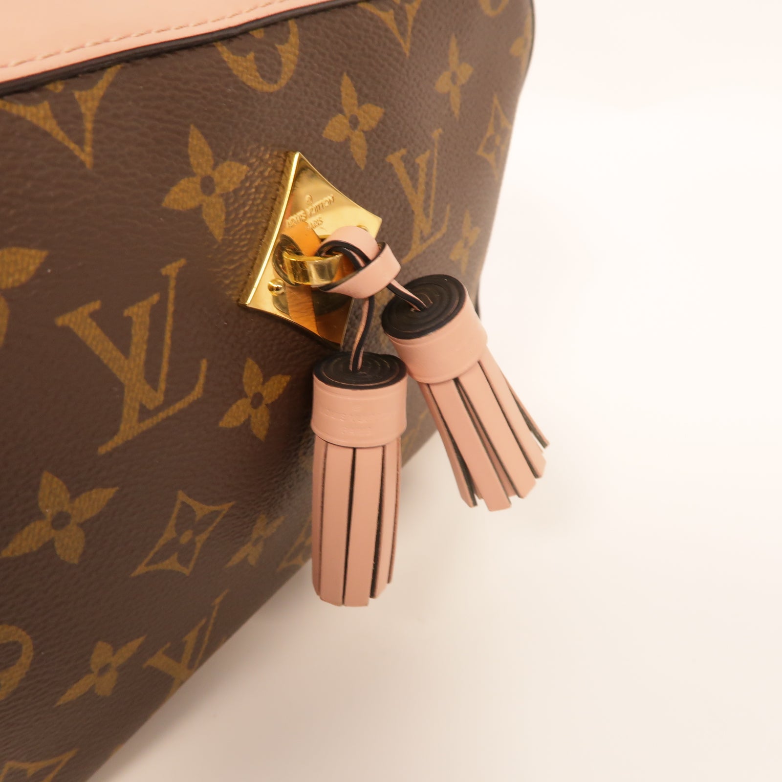 LOUIS VUITTON 【激減優惠】Monogram Saintonge金扣肩背袋棕色/粉紅色