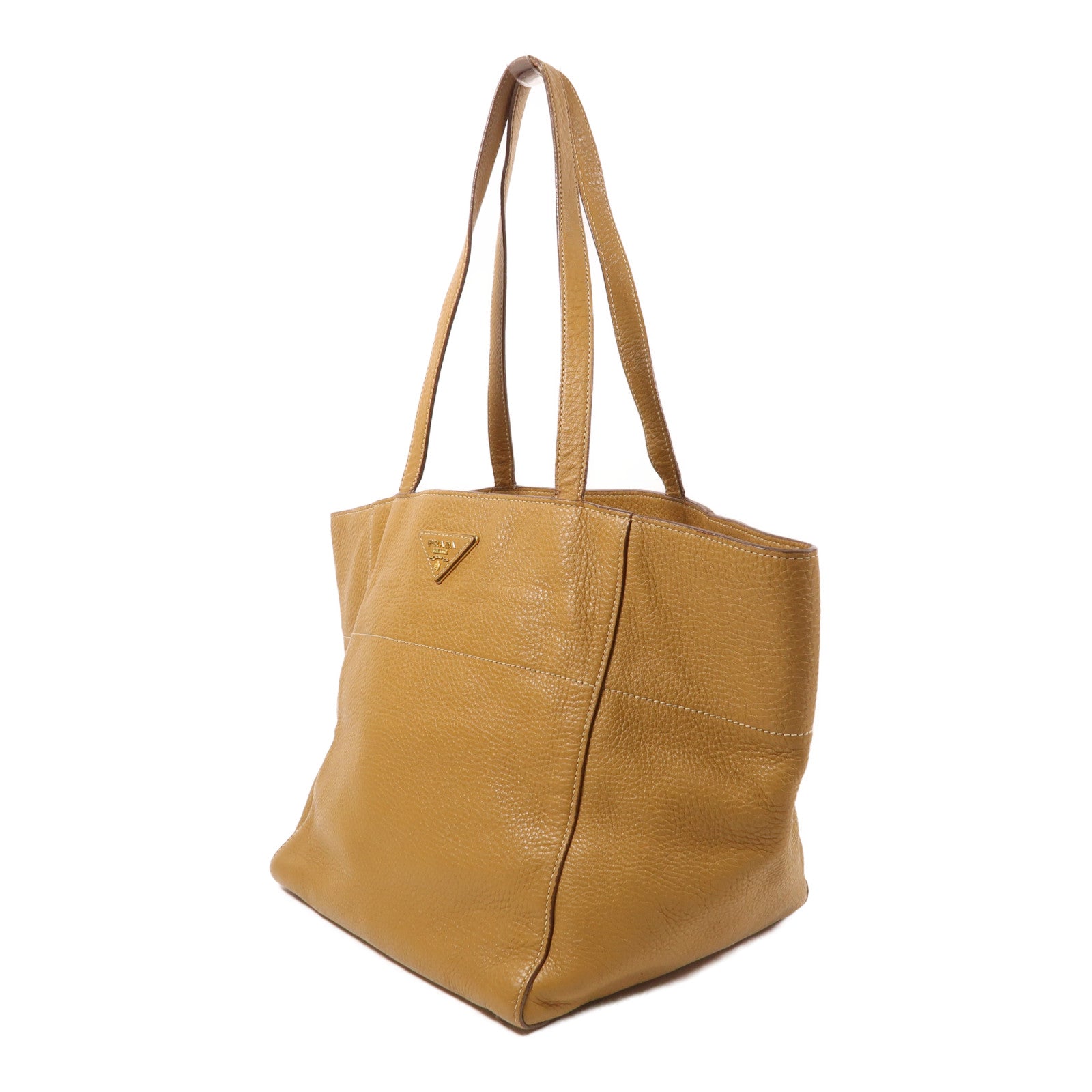 PRADA 牛皮皮革Tote Bag金扣肩背袋