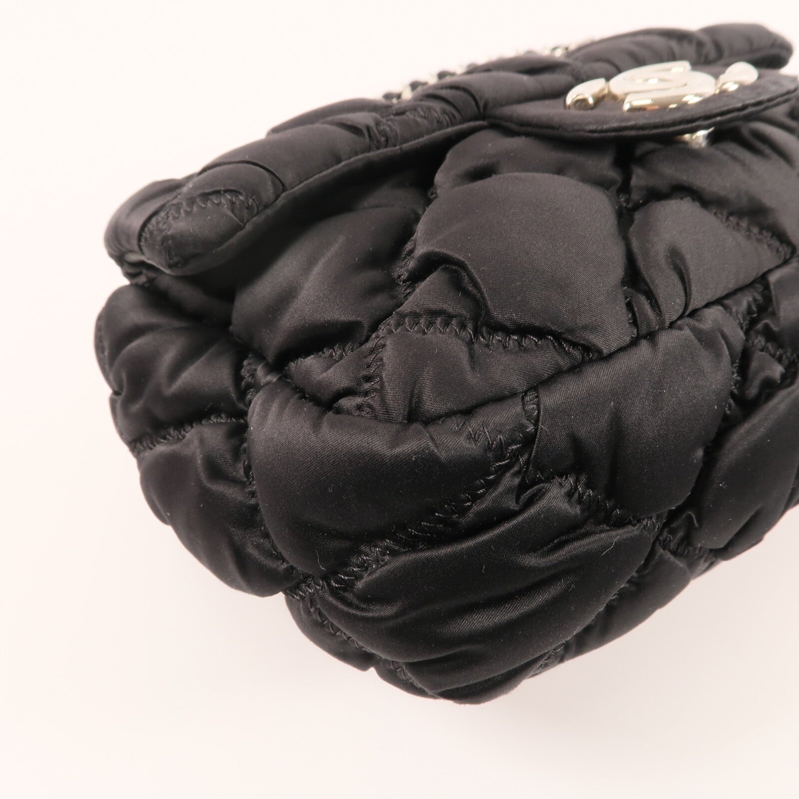 CHANEL 尼龍Shoulder Bag銀扣鏈帶肩背袋