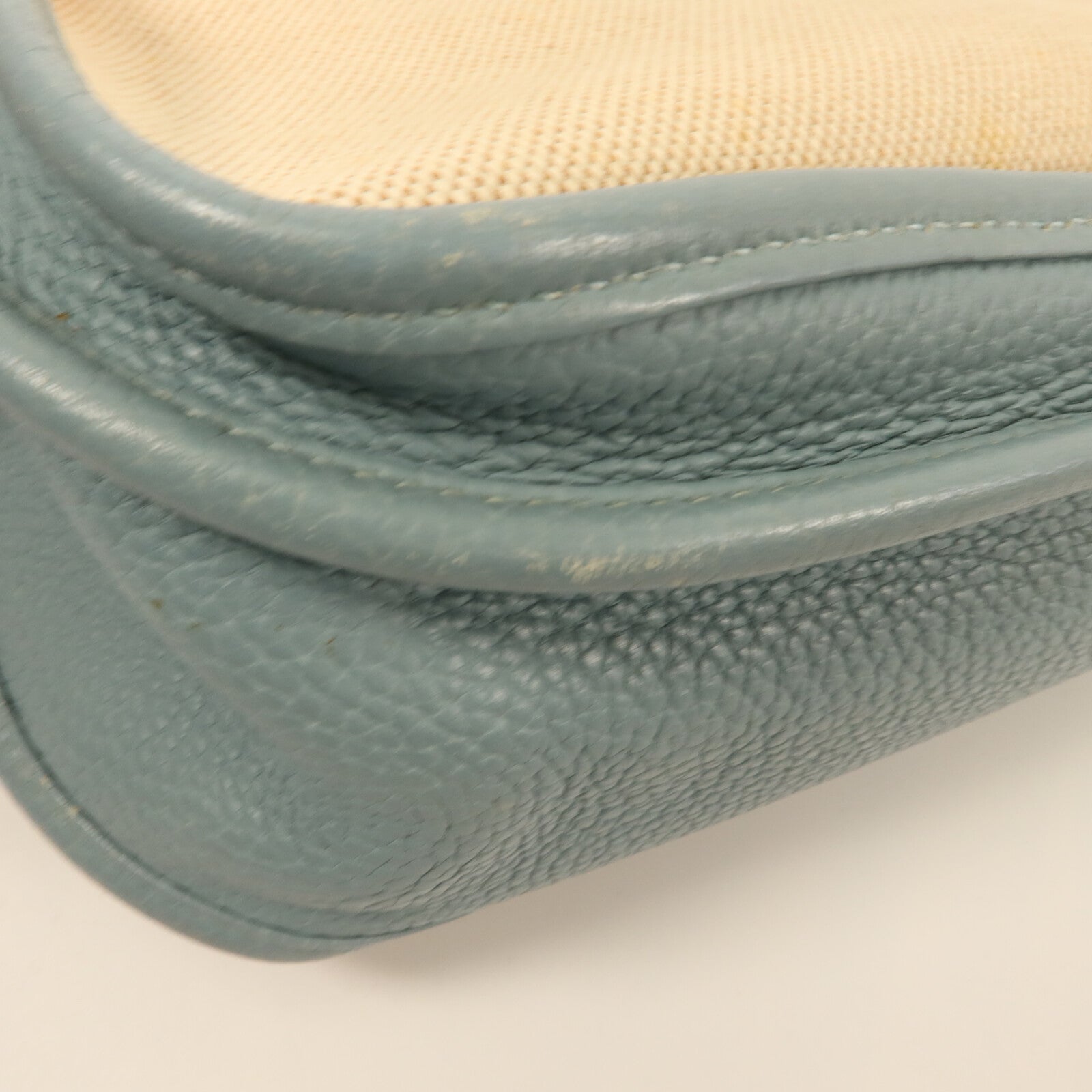 HERMES Toile H帆布/Clemence皮革Evelyne GM肩背袋Ciel