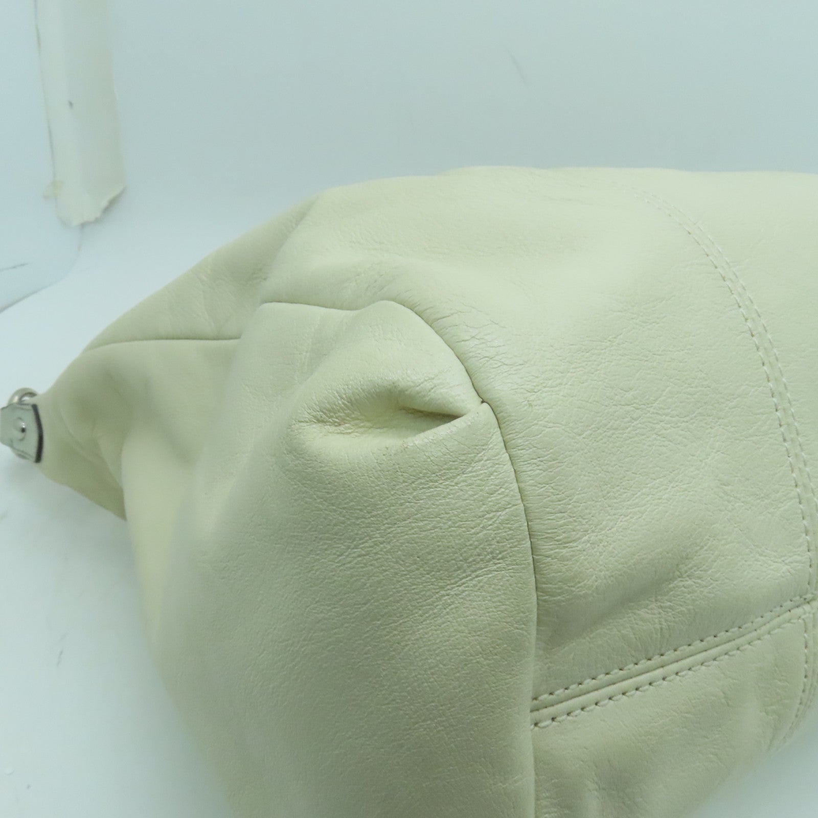 COACH 【清倉大減價】牛皮皮革2 Way Shoulder銀扣手挽肩背兩用袋白色