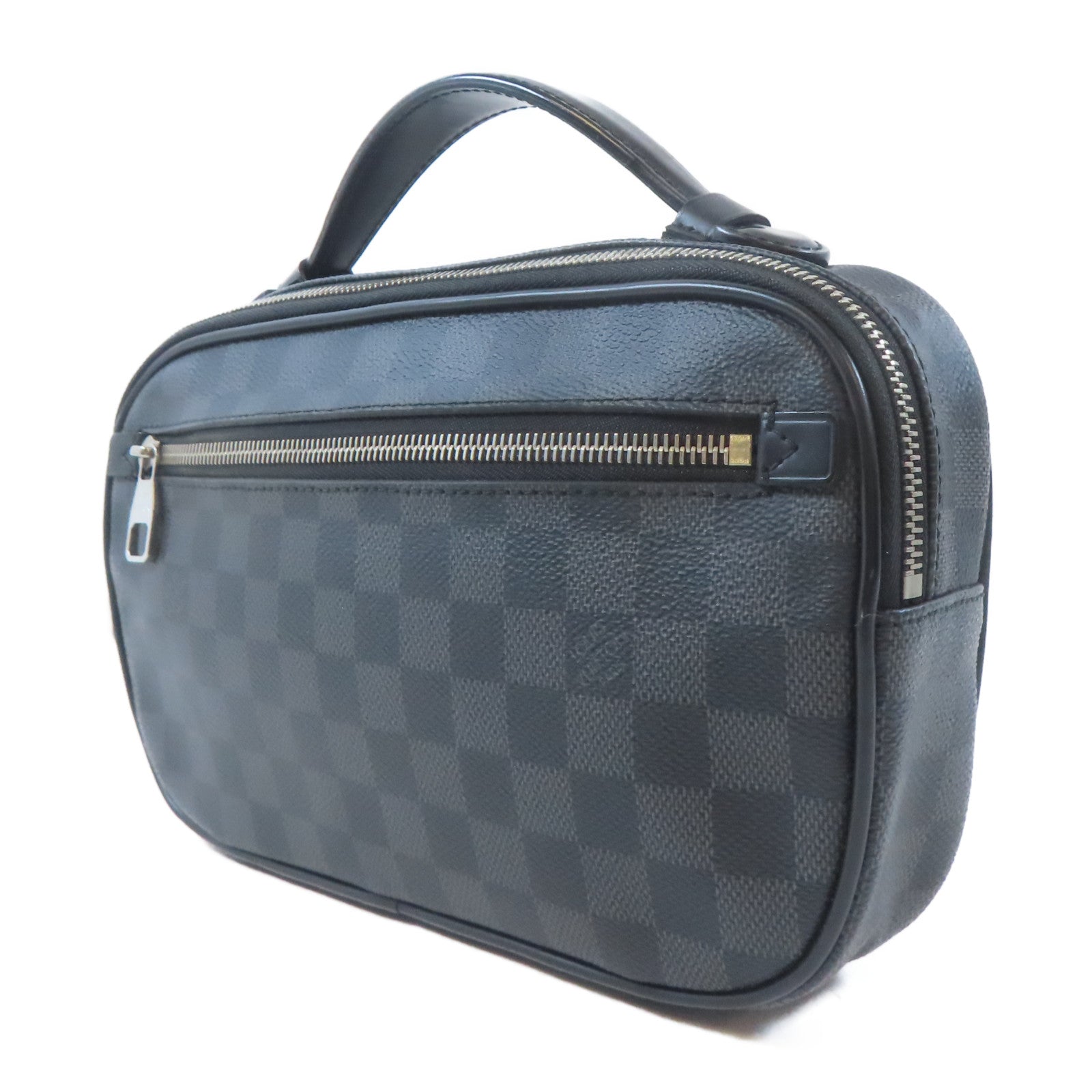 LOUIS VUITTON Damier Graphite Ambler Waist Bag銀扣腰包黑色