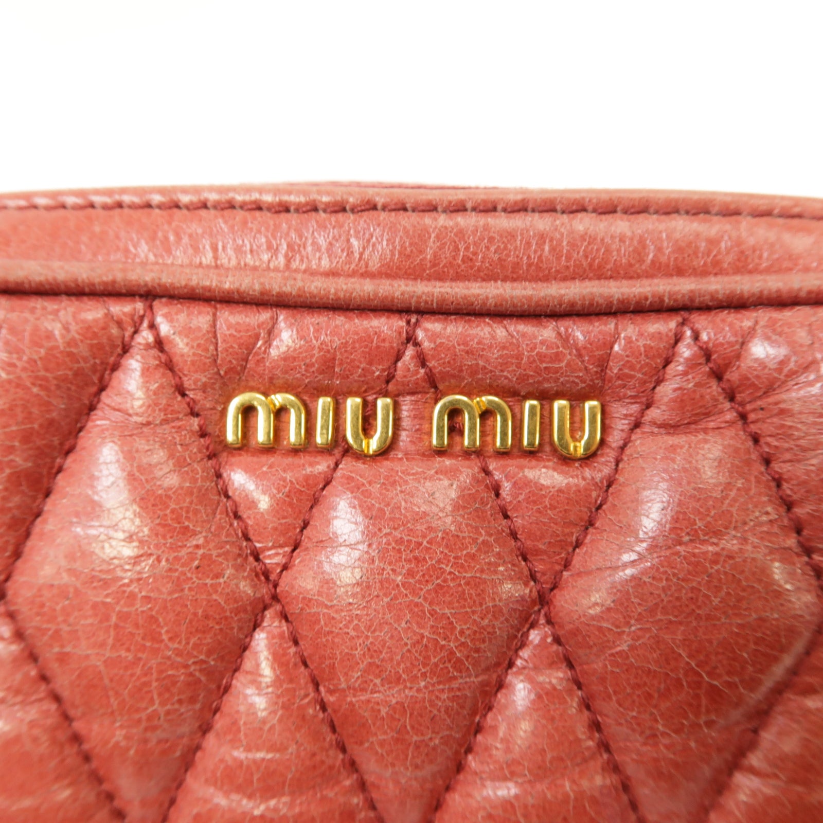 Miu Miu 【激減優惠】牛皮皮革Shoulder Bag金扣肩背袋紅色