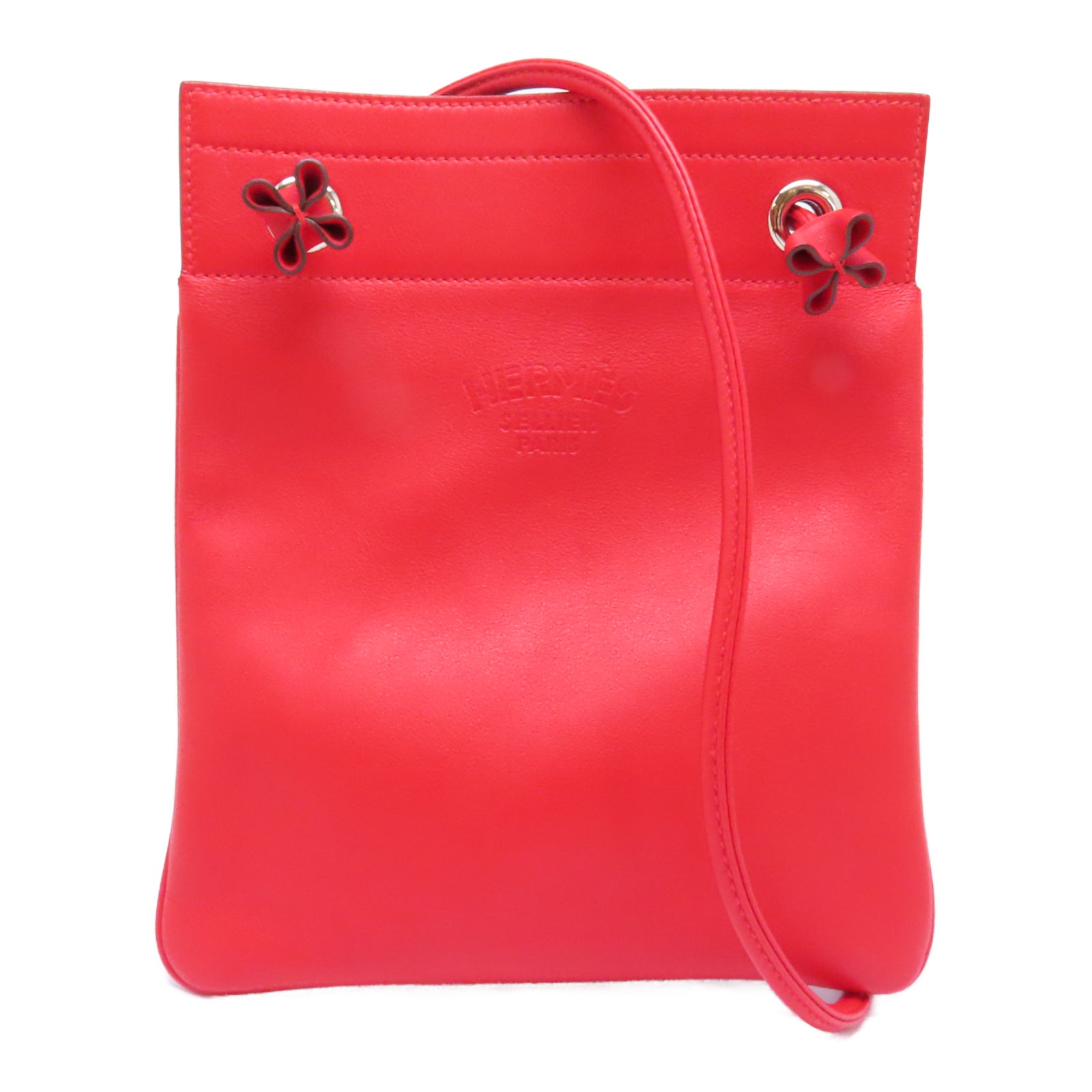HERMES Veau Swift皮革Aline Mini銀扣肩背袋Rouge De Coeur/紅色