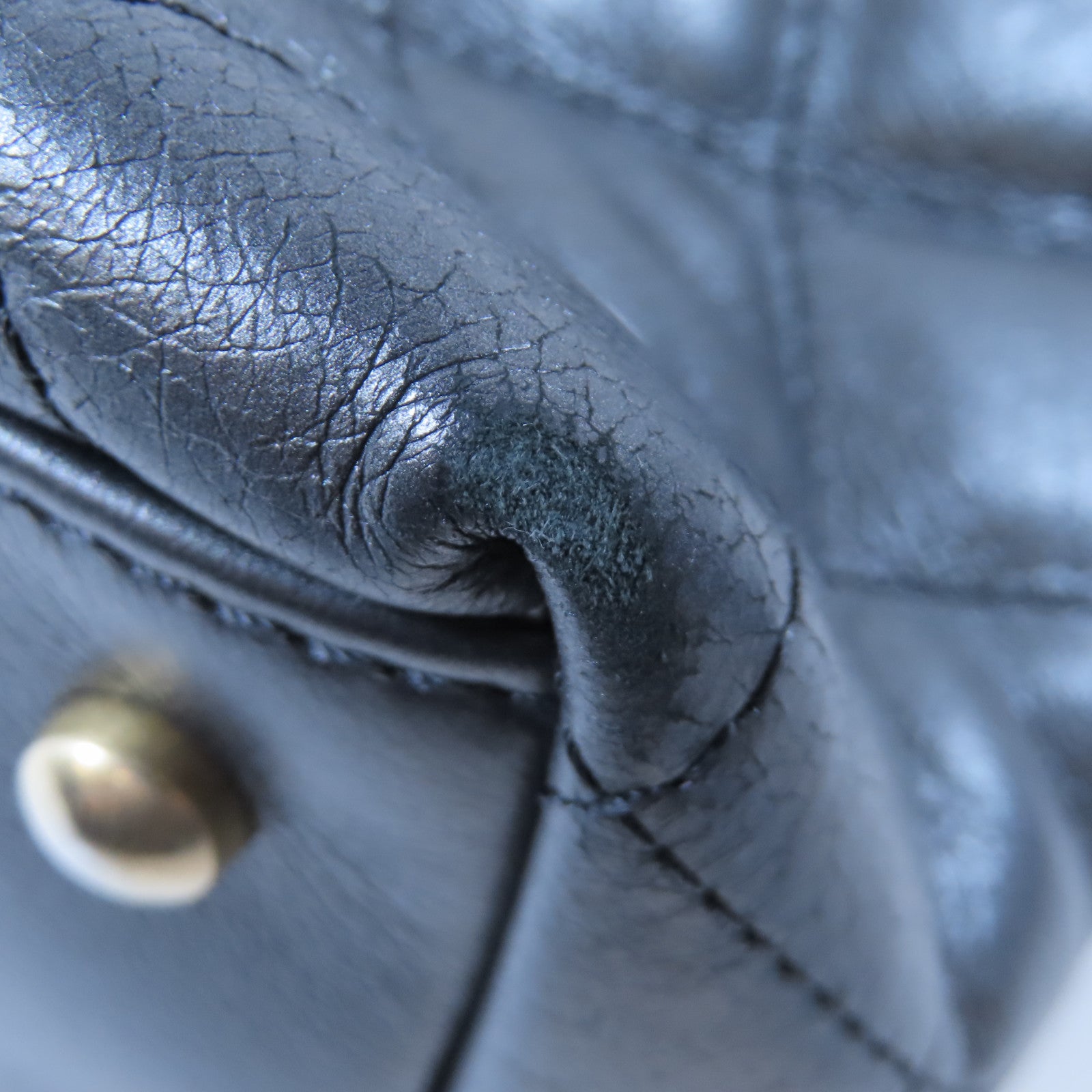 CHANEL 【激減優惠】菱格牛皮皮革Shoulder Bag金扣肩背袋灰色