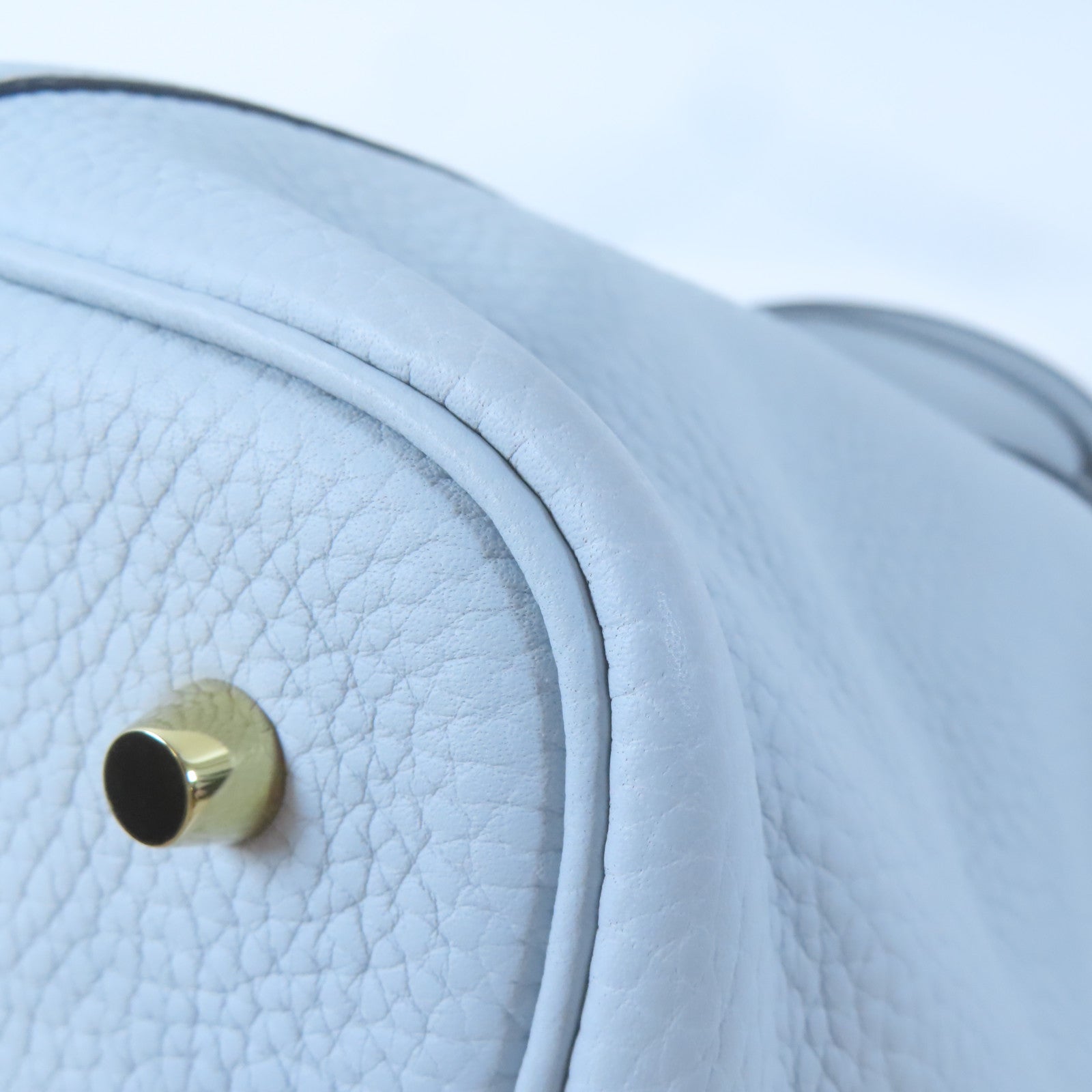 HERMES 【激減優惠】Clemence皮革Picotin MM金扣手挽袋淺藍色