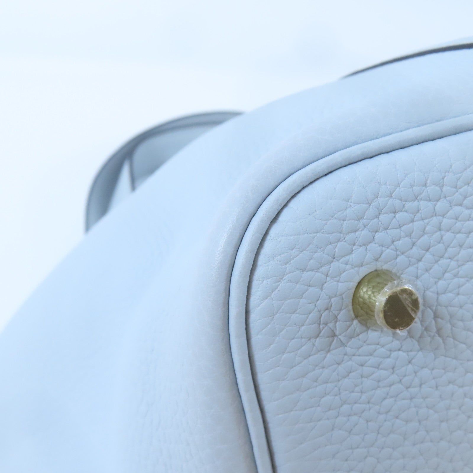 HERMES 【激減優惠】Clemence皮革Picotin MM金扣手挽袋淺藍色